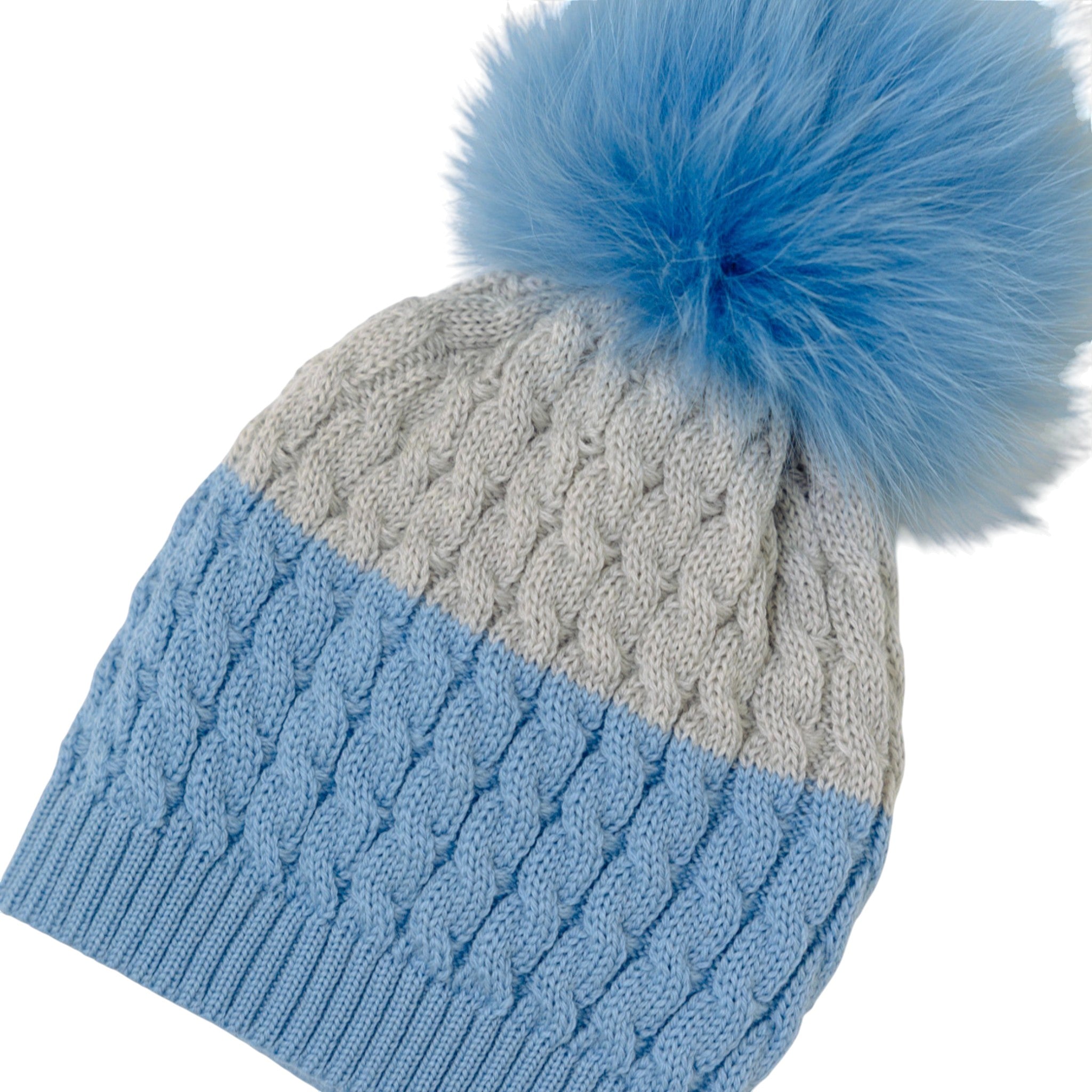 100% Virgin Wool Newborn Hat, Sky Blue IN6871/C