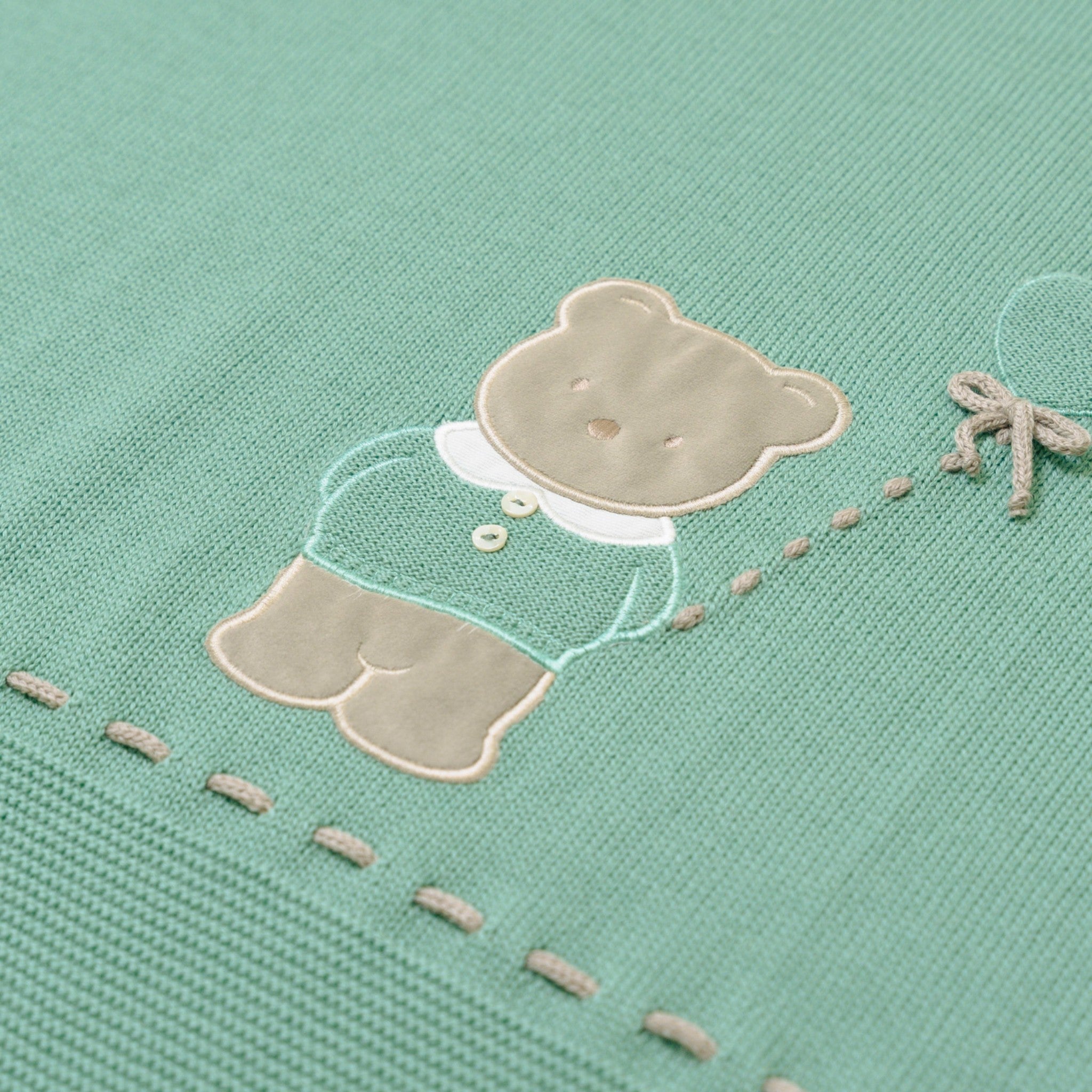 Green Pure Wool Blanket BABY LORD TEDDY BEAR/140-V