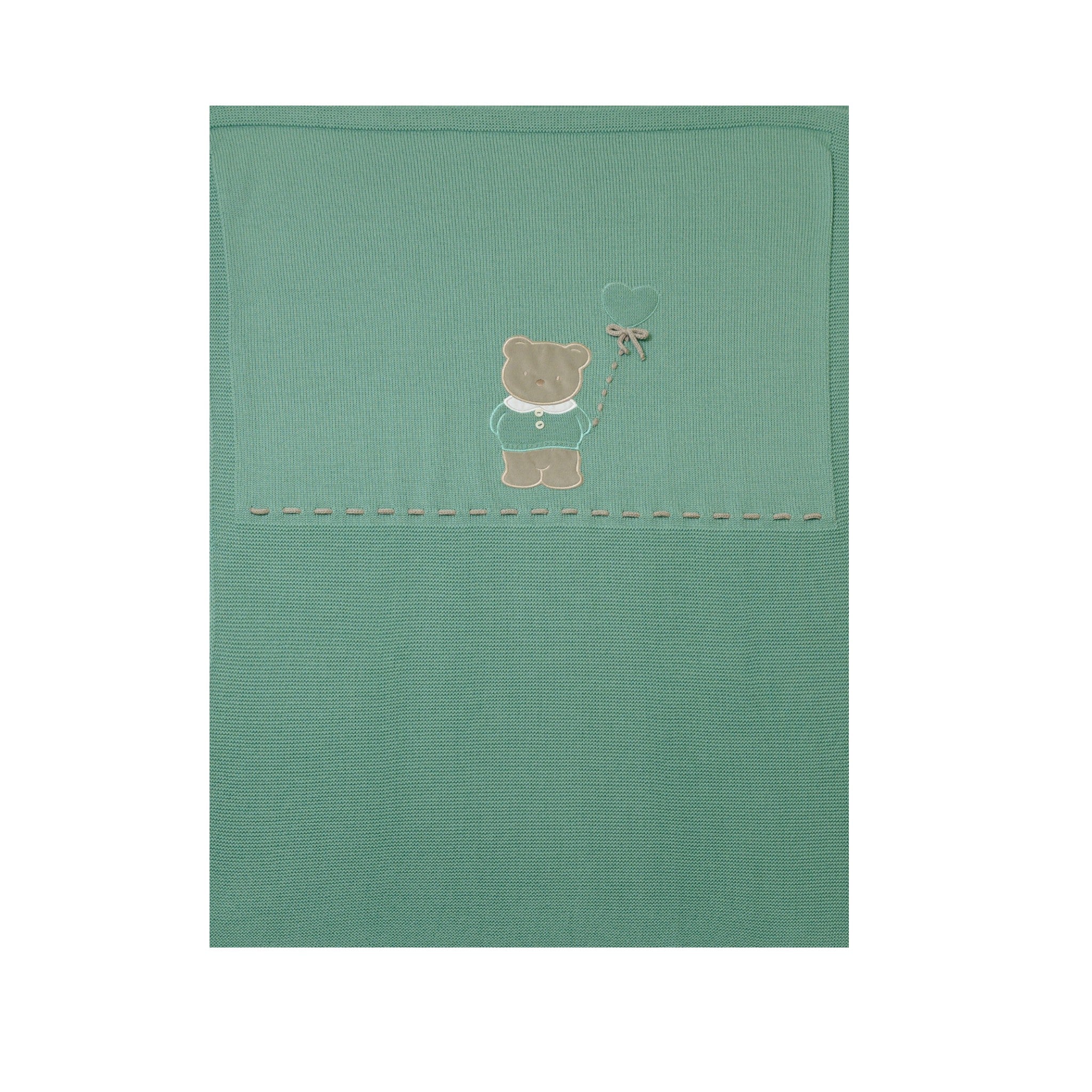 Green Pure Wool Blanket BABY LORD TEDDY BEAR/140-V