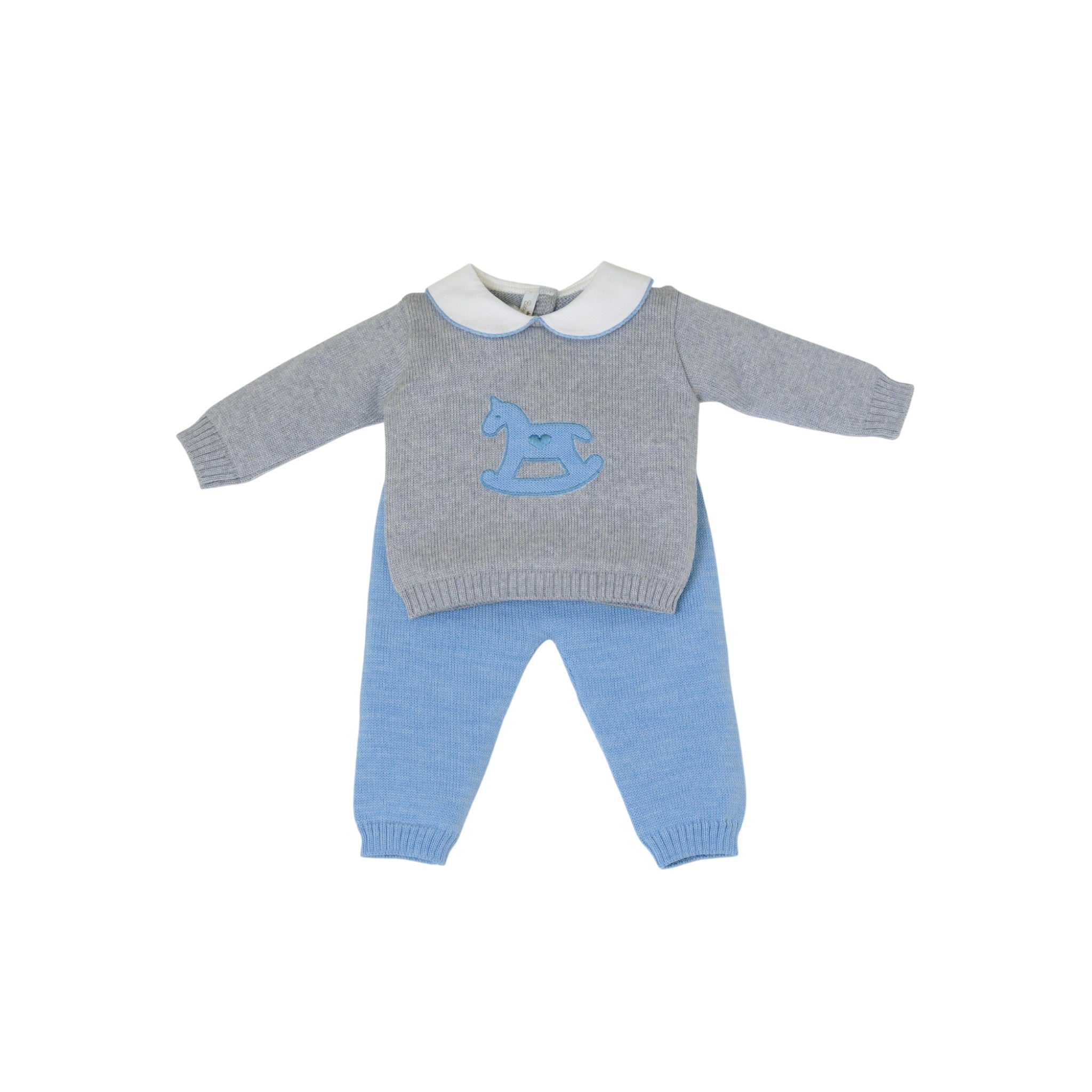 Baby Boy Birth Outfit, Pure Grey Wool, BABY LORD CAVALLINO/522