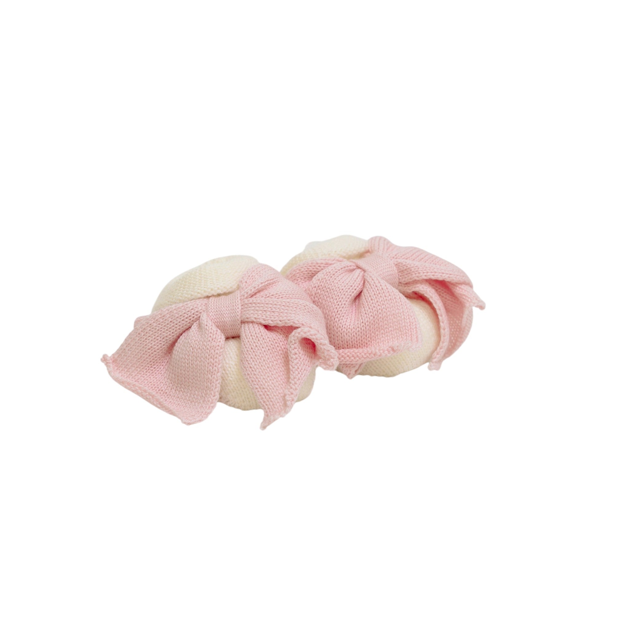 LE DODO' Baby Girl Booties, Cream with Pink Bow - Made in Italy SC92-1007
