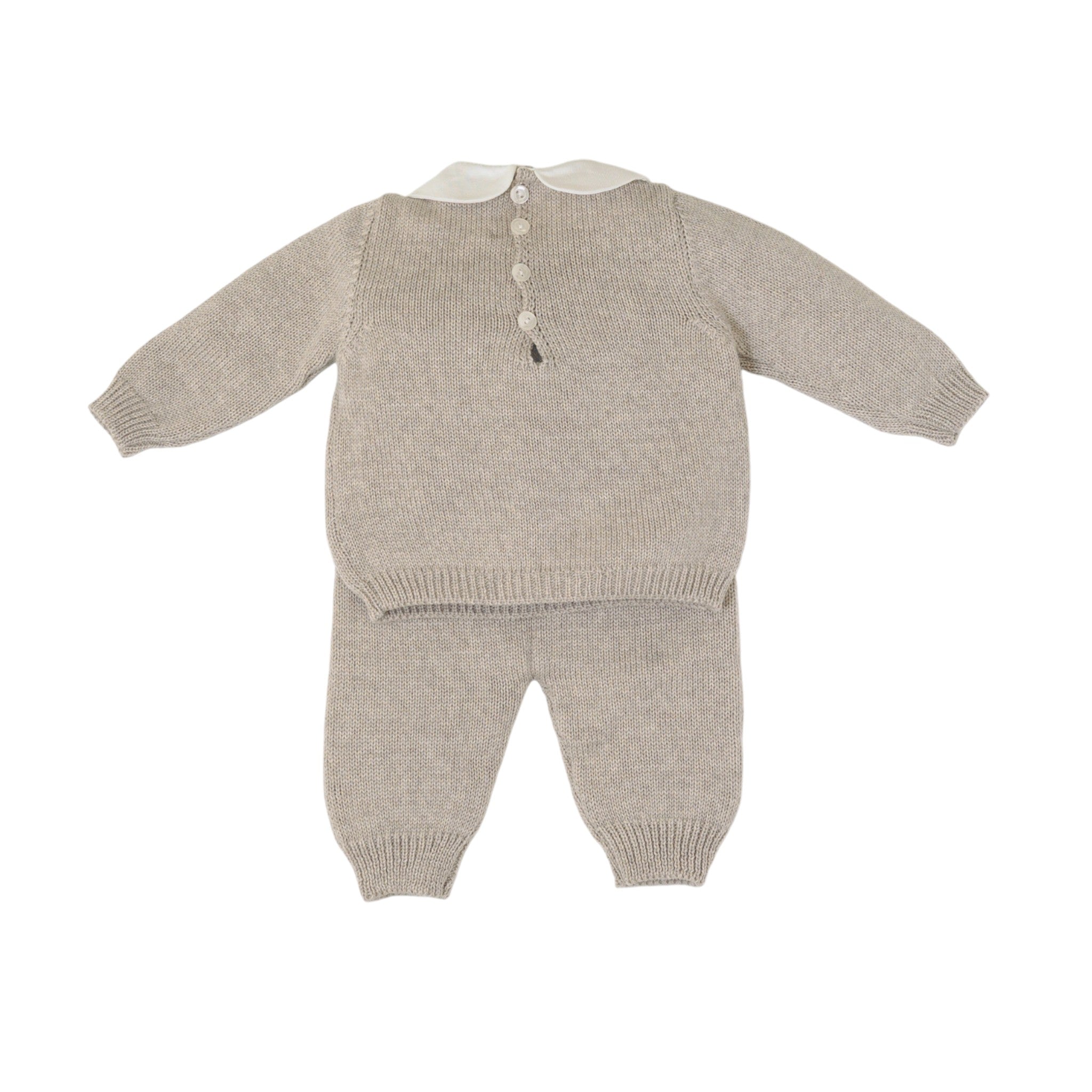 Newborn Baby Boy Outfit, Tortora Color, Sky Blue Trim, LE DODO' - Made in Italy 2P92-3005