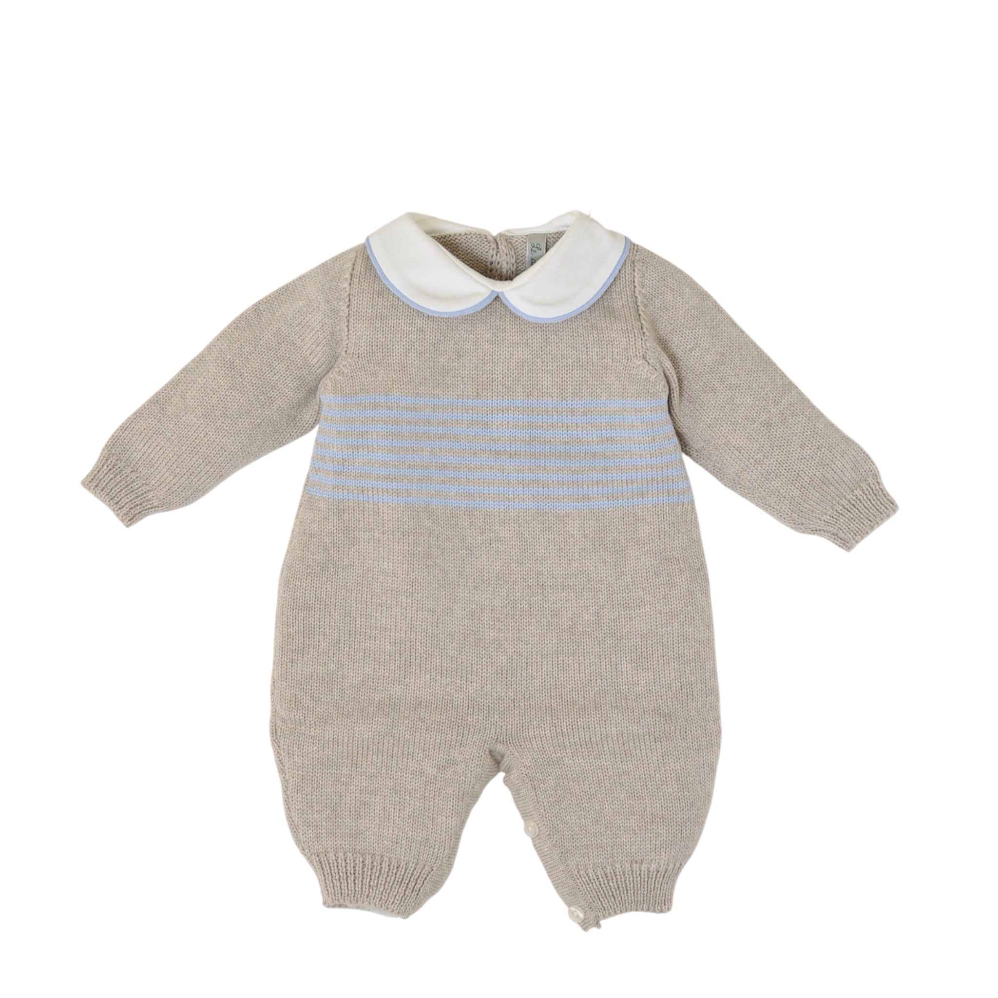 Baby Boy Romper, Grey with Sky Blue Stripes, LE DODO' - Made in Italy T90L-3005