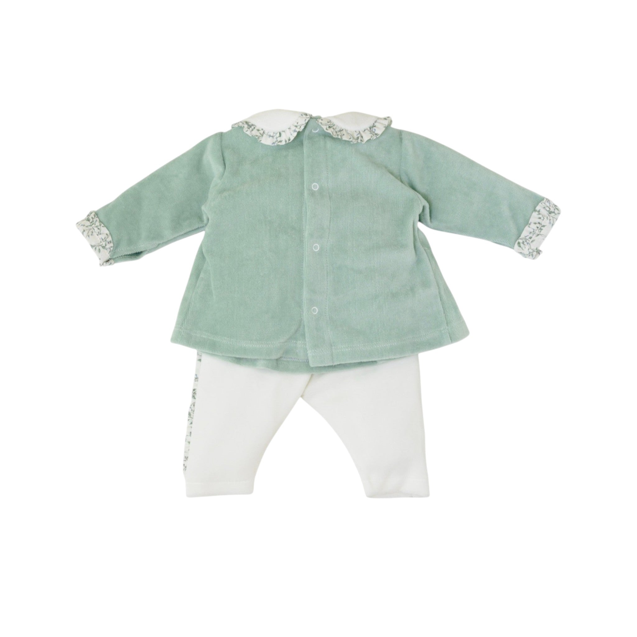 Newborn Baby Girl's Outfit, Green Chenille, SARTORIA DEI PICCOLI (code LV1102)
