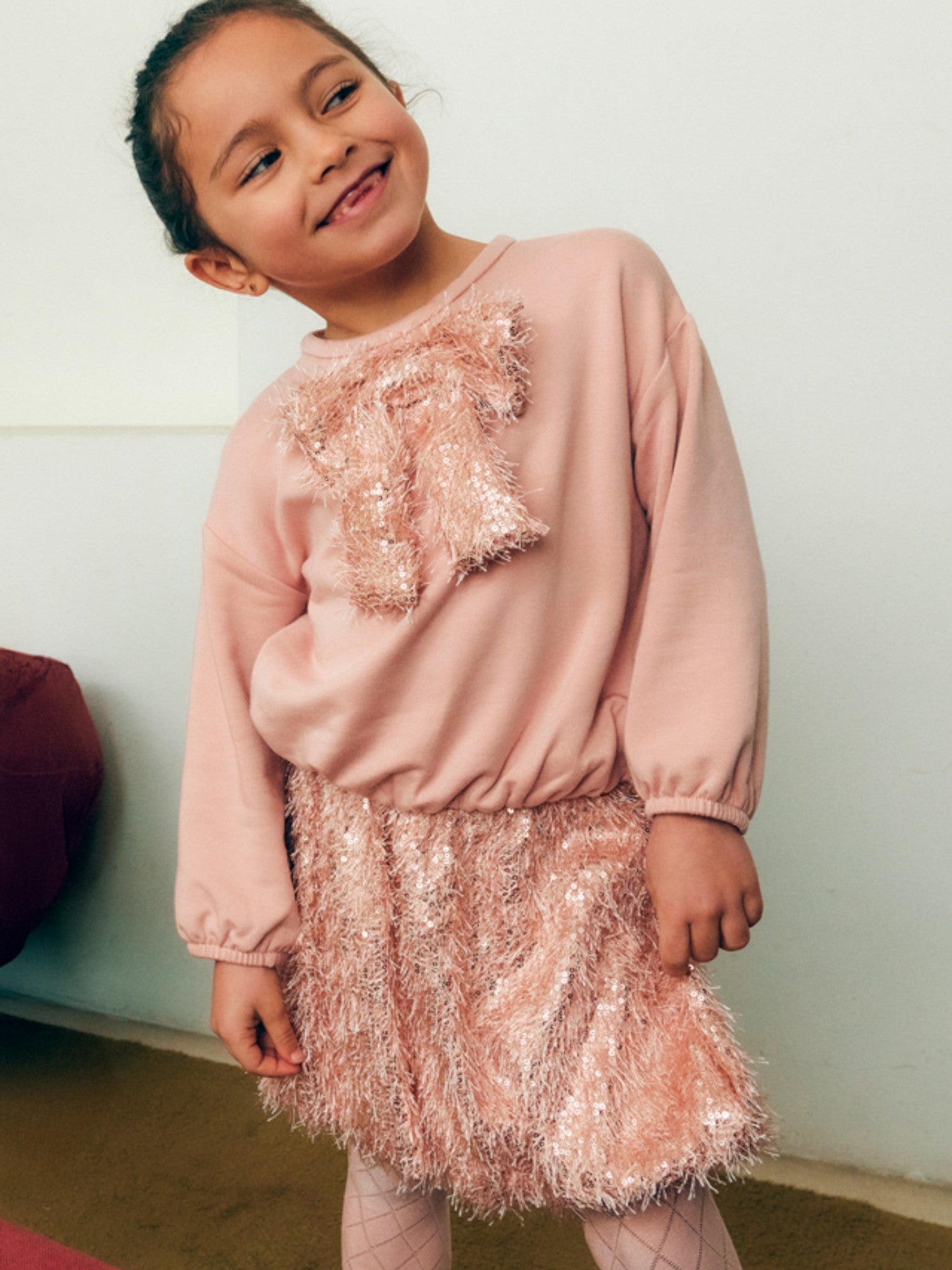 Compl. gonna frange lustrini Bimba Rosa 5539/8 - NANU' BABY