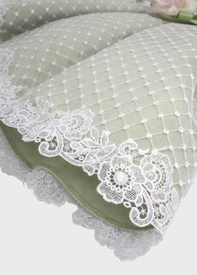 Abito Cerimonia Pizzo Pois Verde Salvia