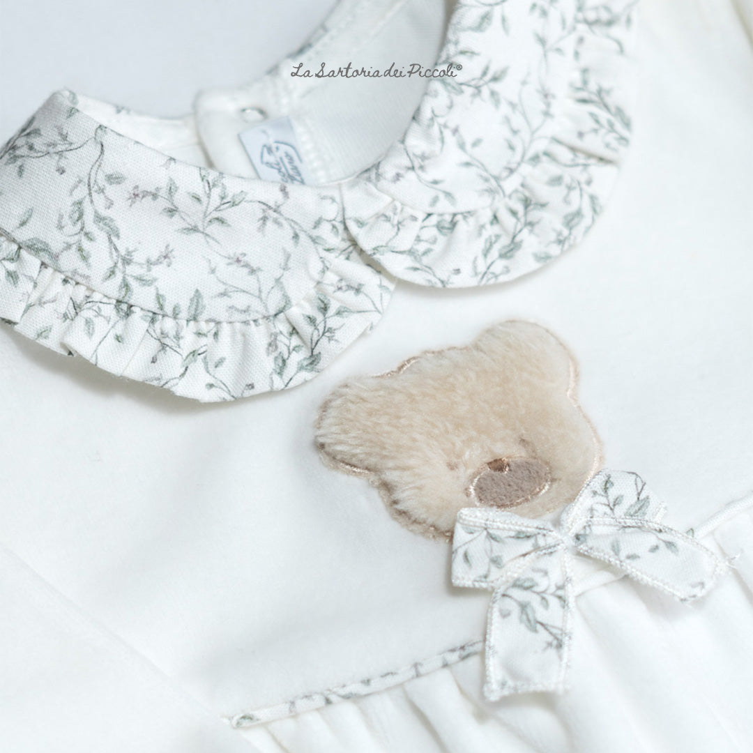 Newborn Baby Romper, Cream Chenille, SARTORIA DEI PICCOLI (code LTB1102)