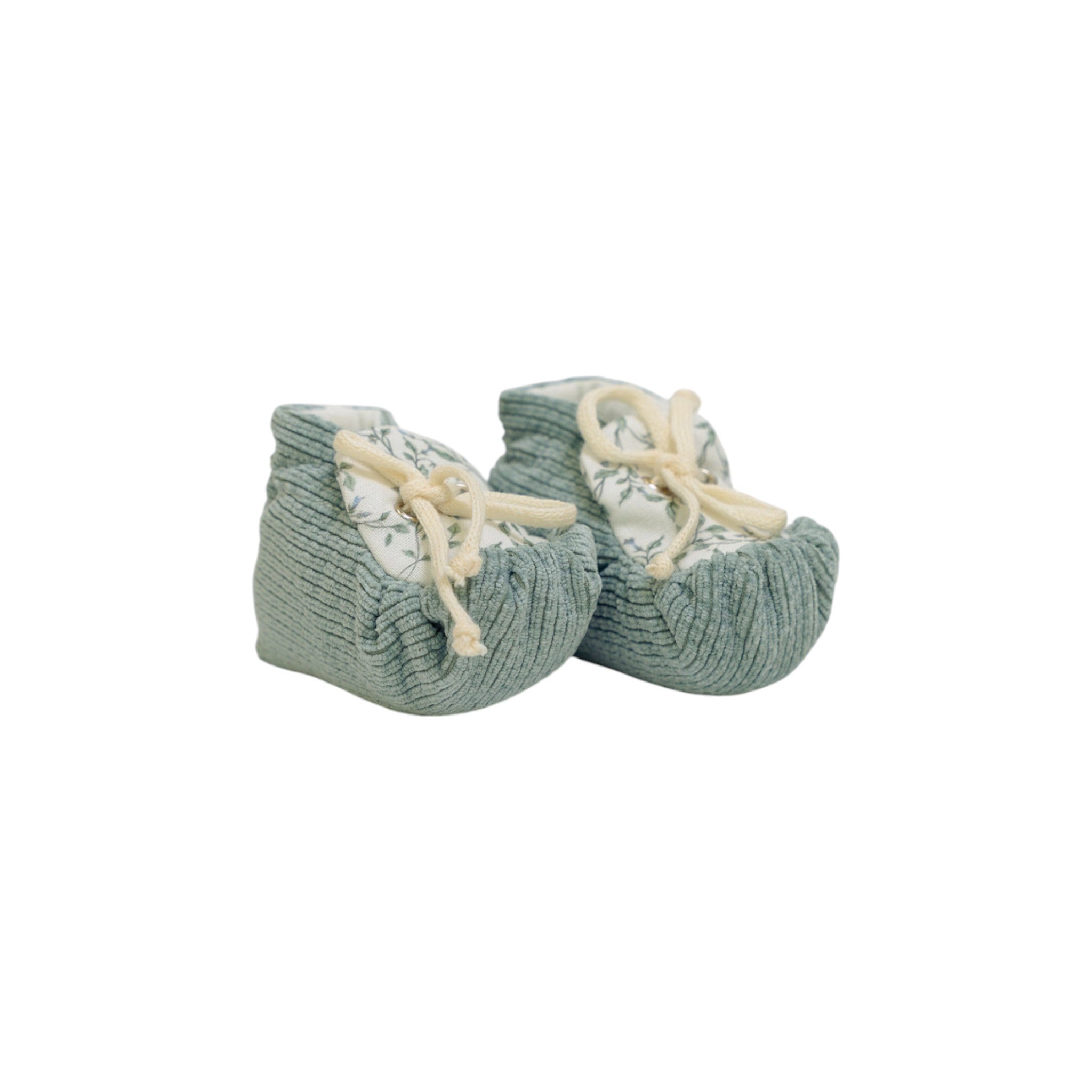 Green Chenille Baby Booties by SARTORIA DEI PICCOLI (code LSC1102)