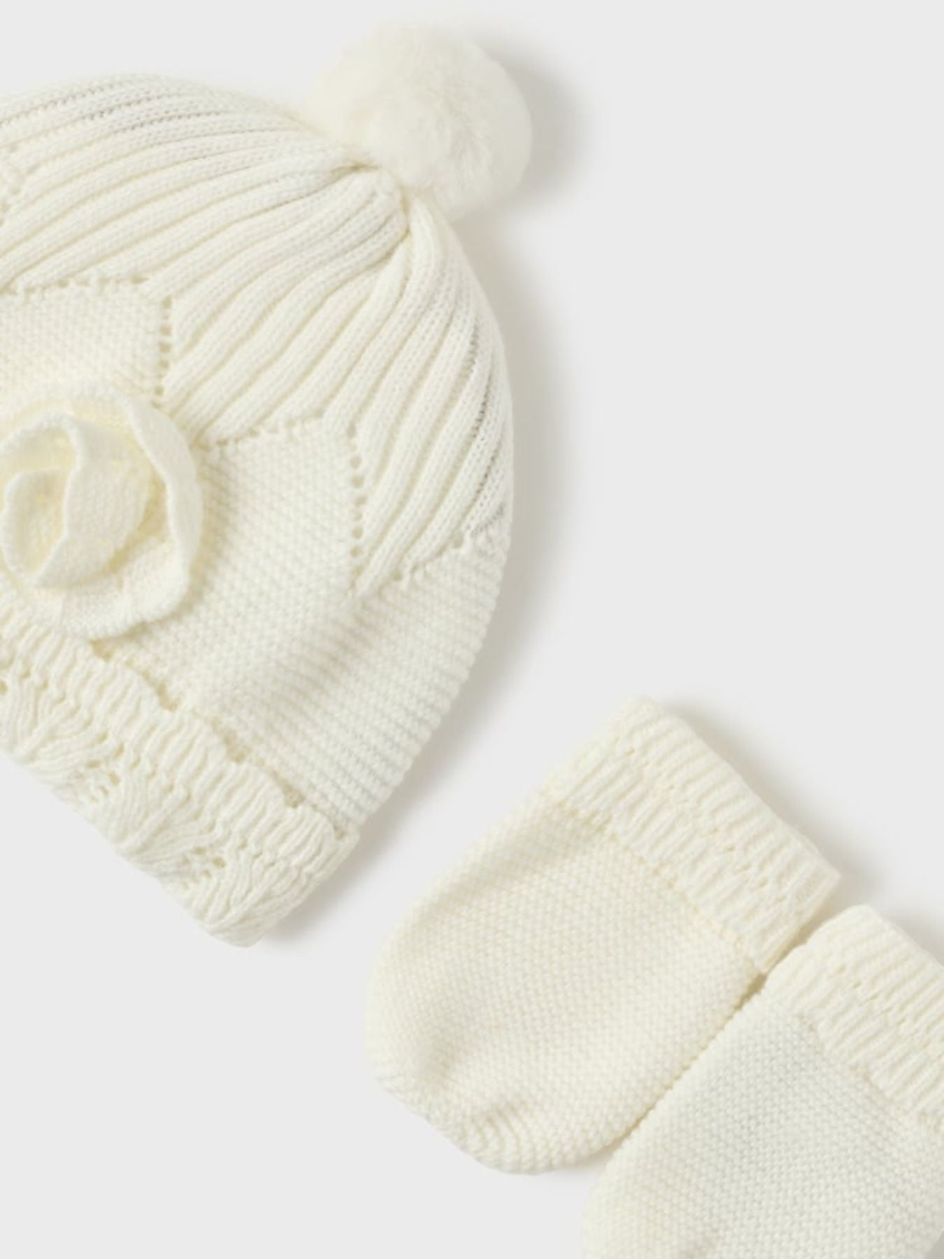 Compl. cappello e manopola ECRU 2D-9767/E - NANU' BABY