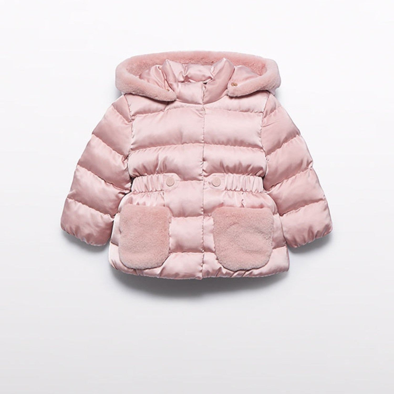 Giubbotto satinato pelo Bimba Rosa 5821/19 -  NANU' BABY