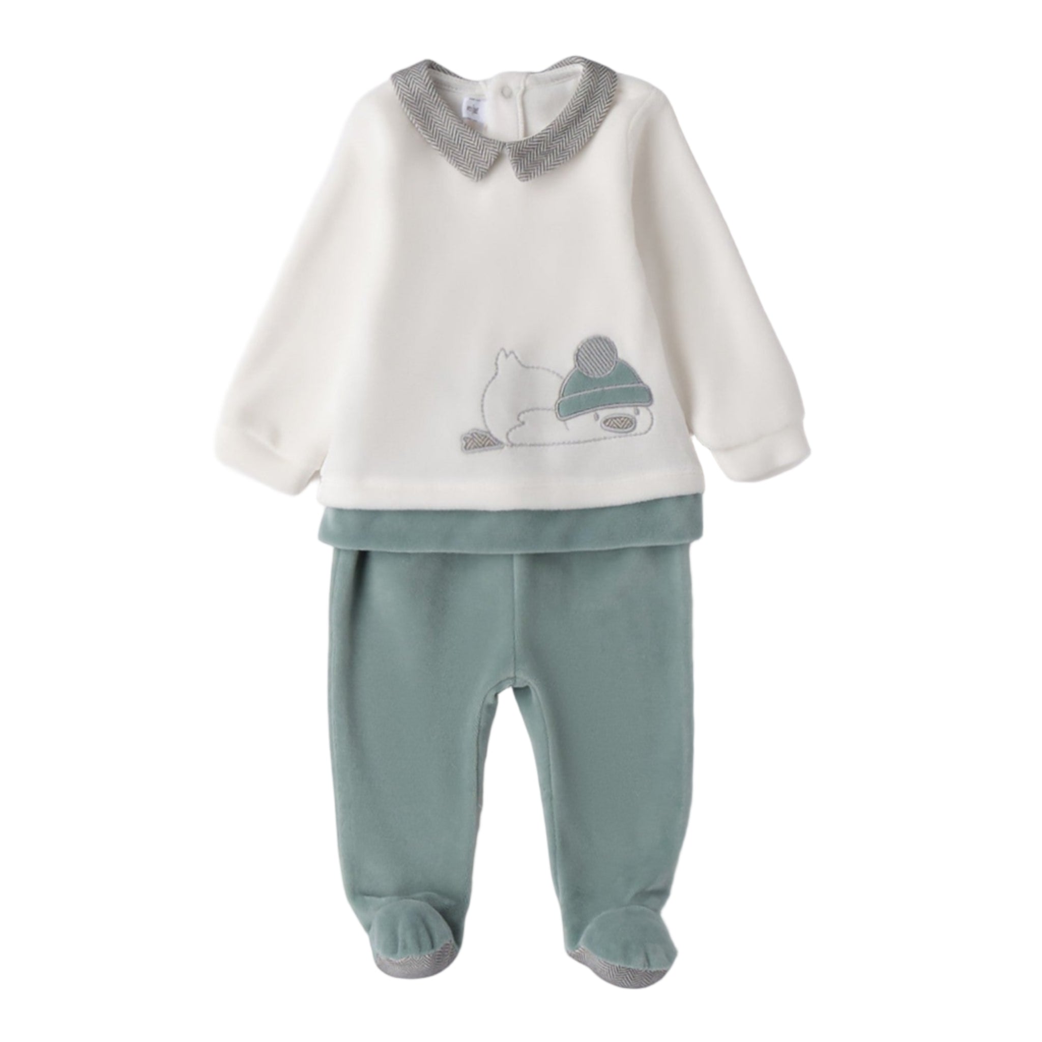Tutina Due Pezzi Con Piede Neonato Bianco 3F639/112 -  NANU' BABY
