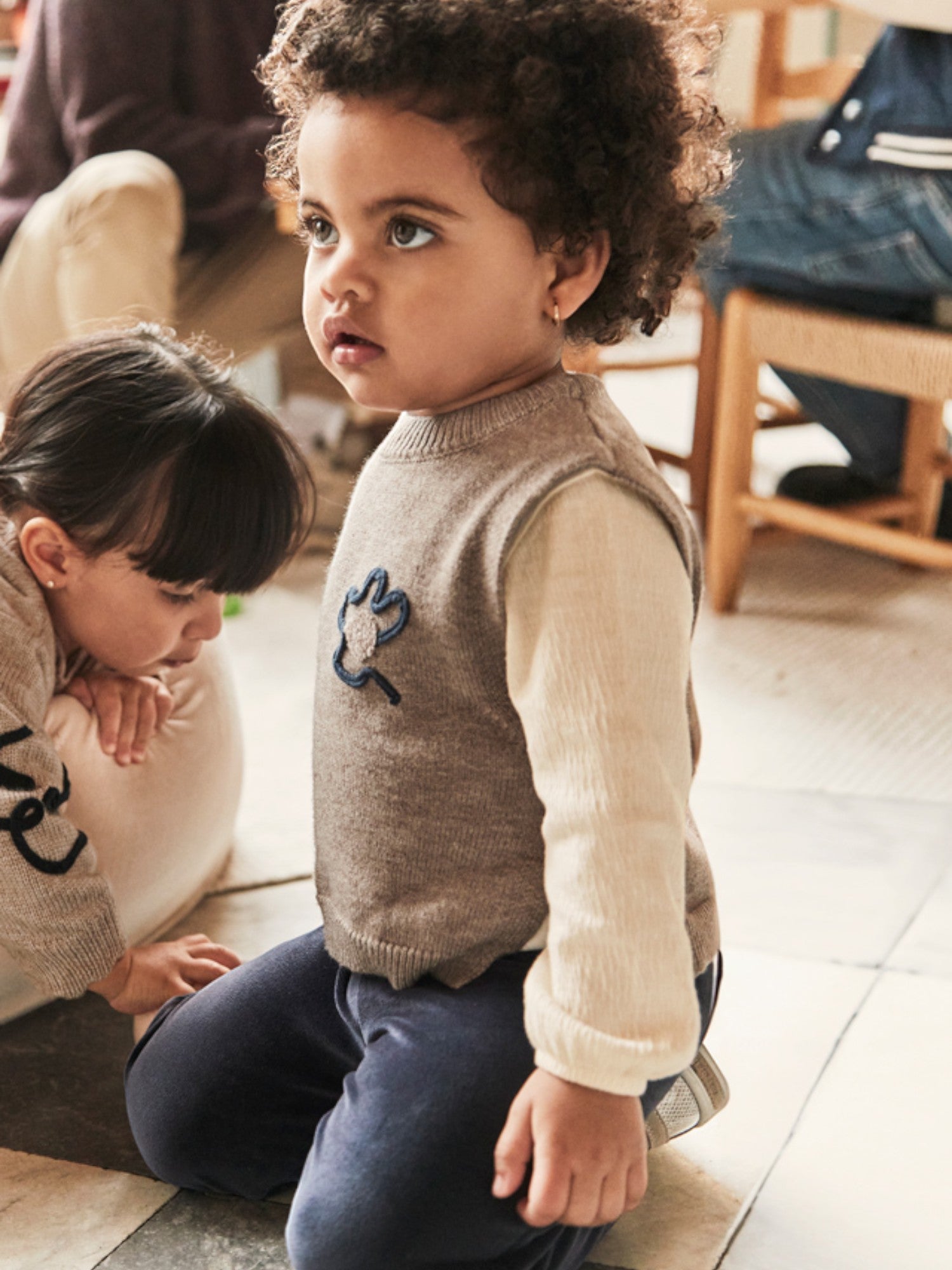 Completo Pantalone gilet tricot Bimba Blu 2596/48