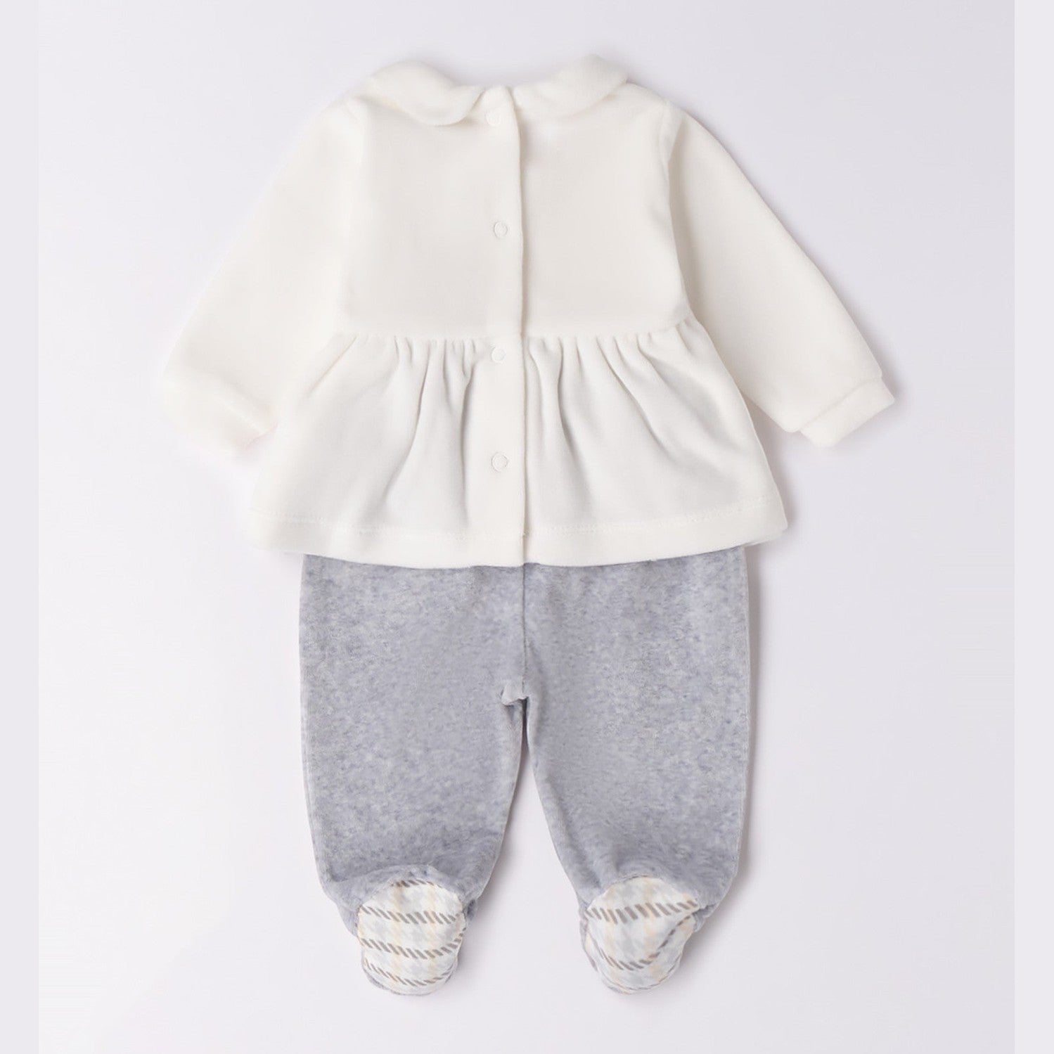 Tutina Due Pezzi Con Piede Neonata Bianco 3F762/112 -  NANU' BABY