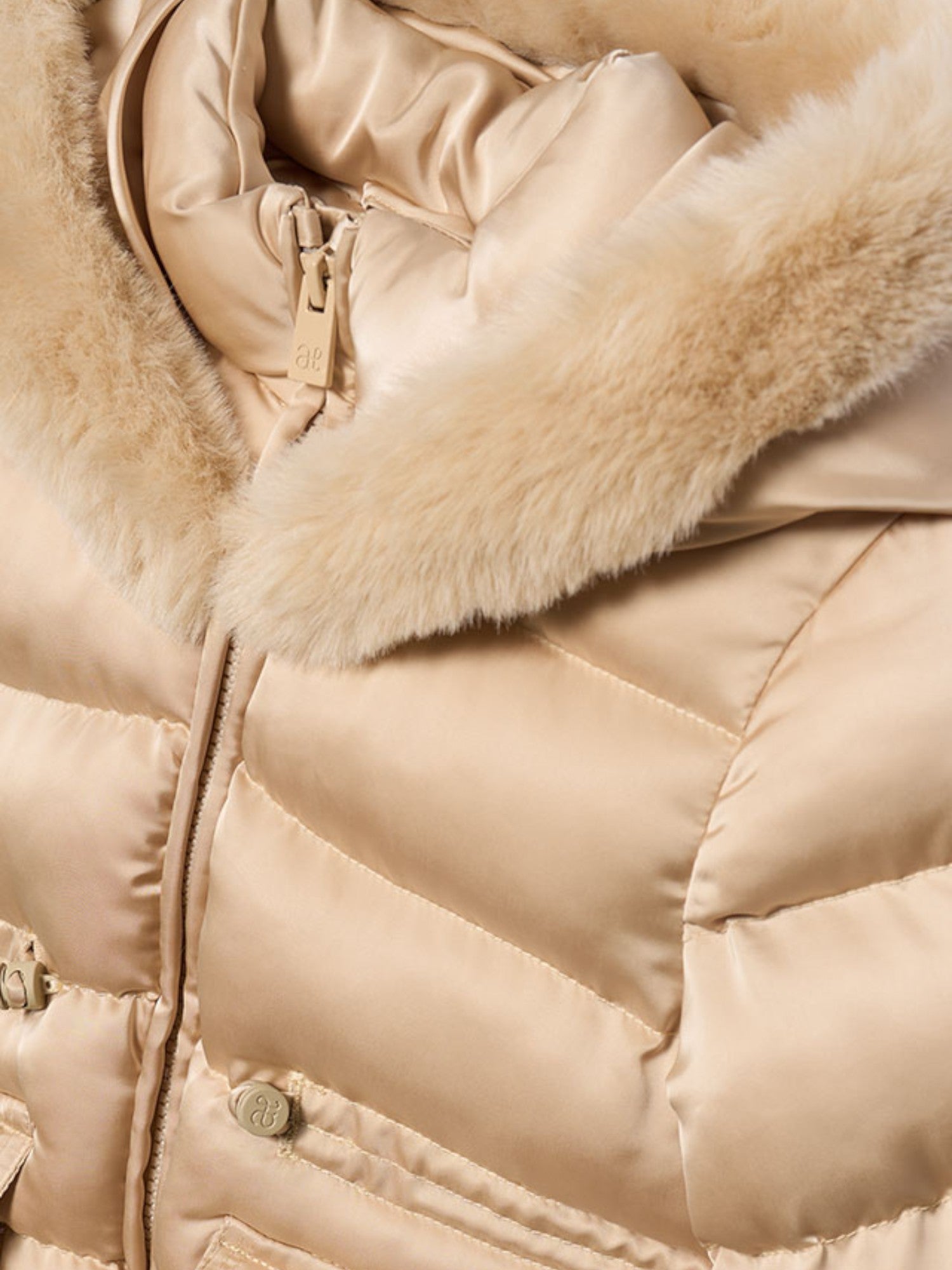 Giubbotto satinato pelo Bimba Beige 5849/14 - NANU' BABY
