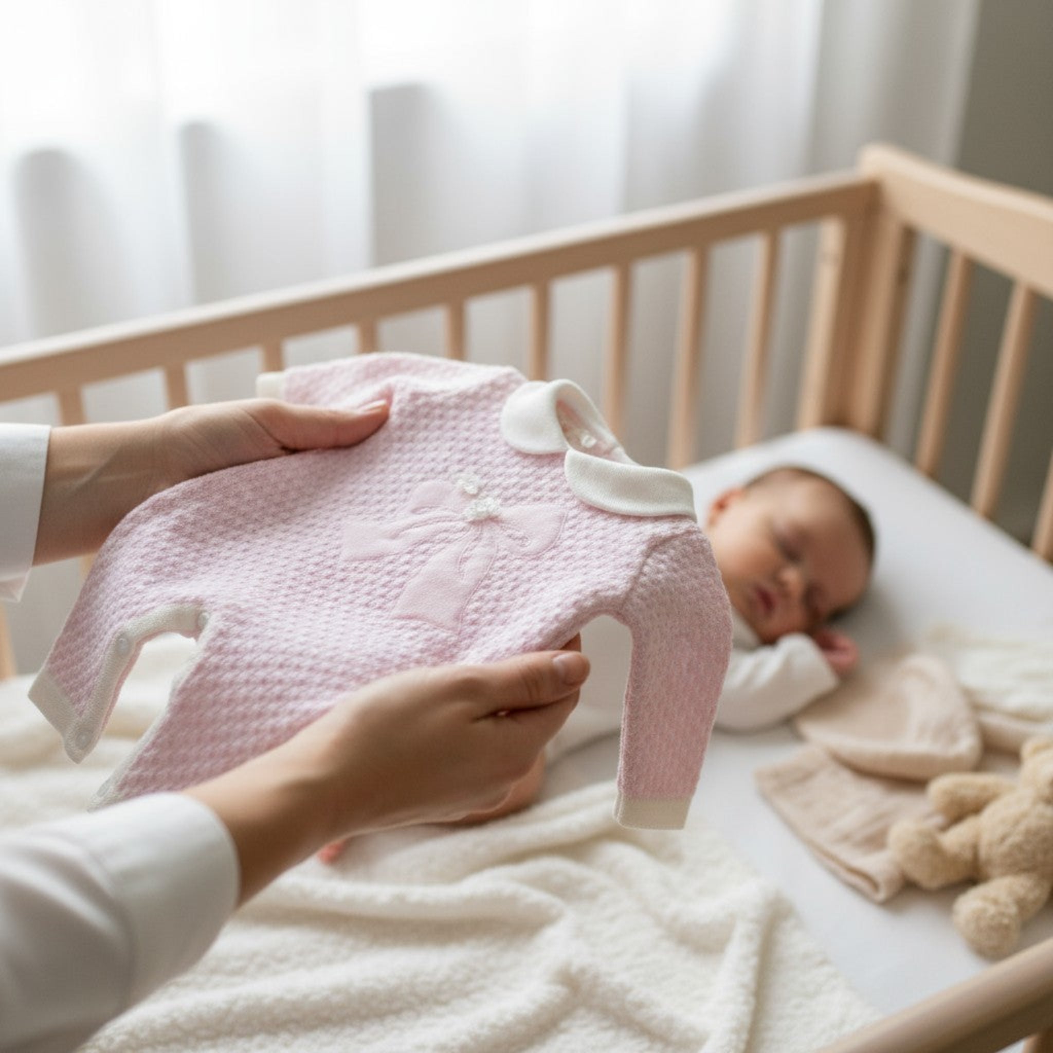 Baby Girl's Pink Wool Romper 7766