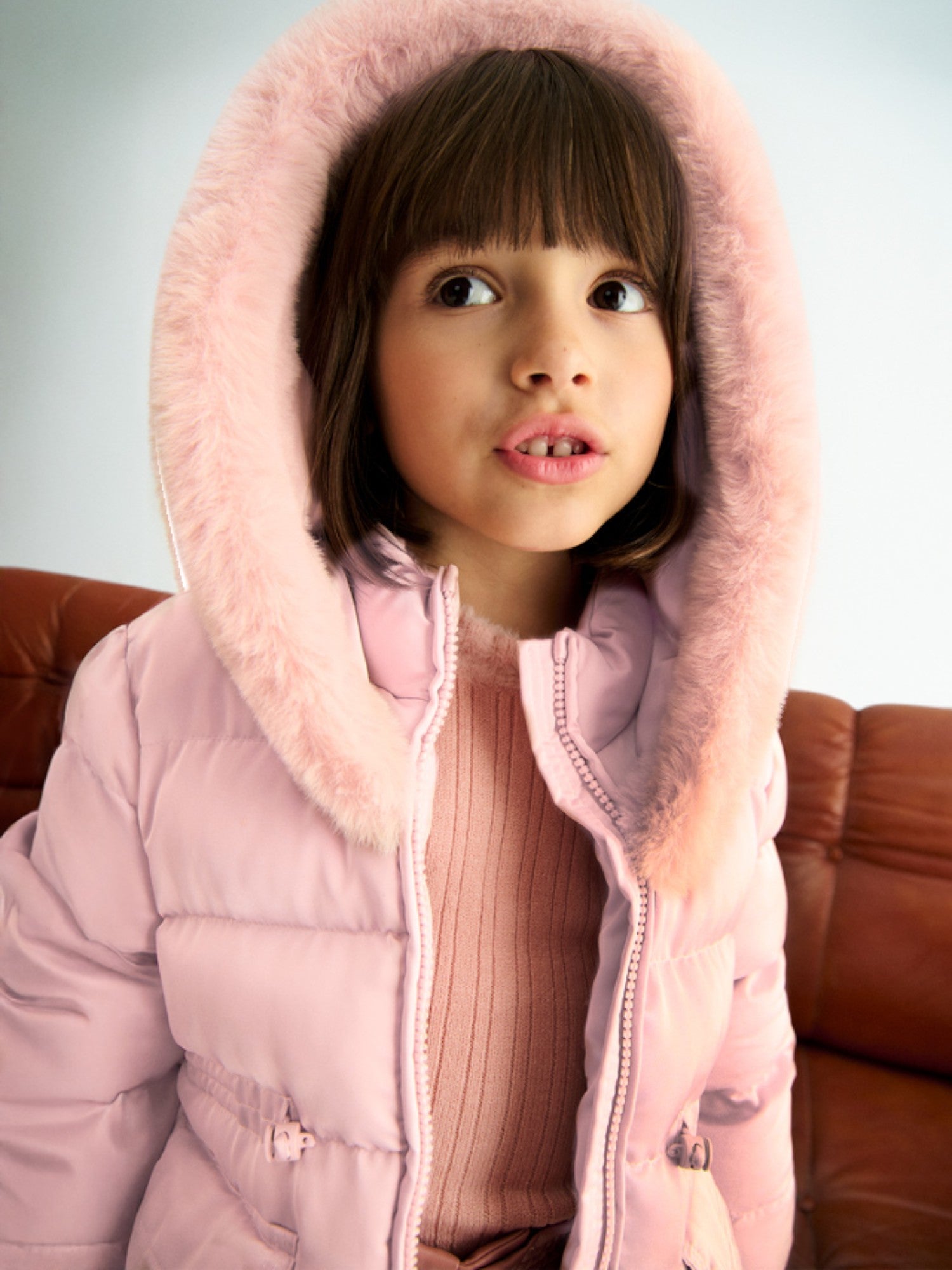 Giubbotto satinato pelo Bimba Rosa 5849/15 - NANU' BABY