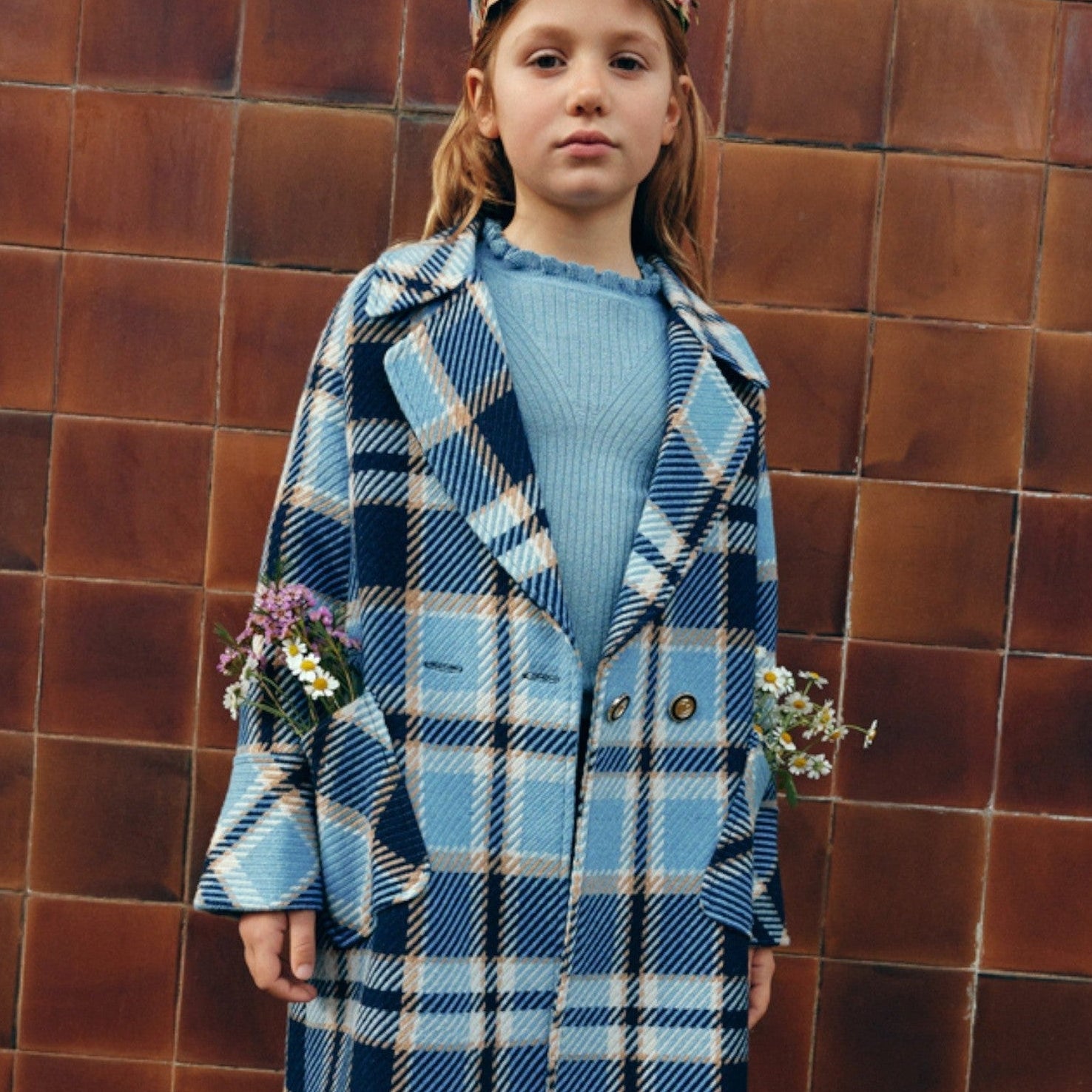 Cappotto a quadri Bimba CIELO 5845/4 -  NANU' BABY