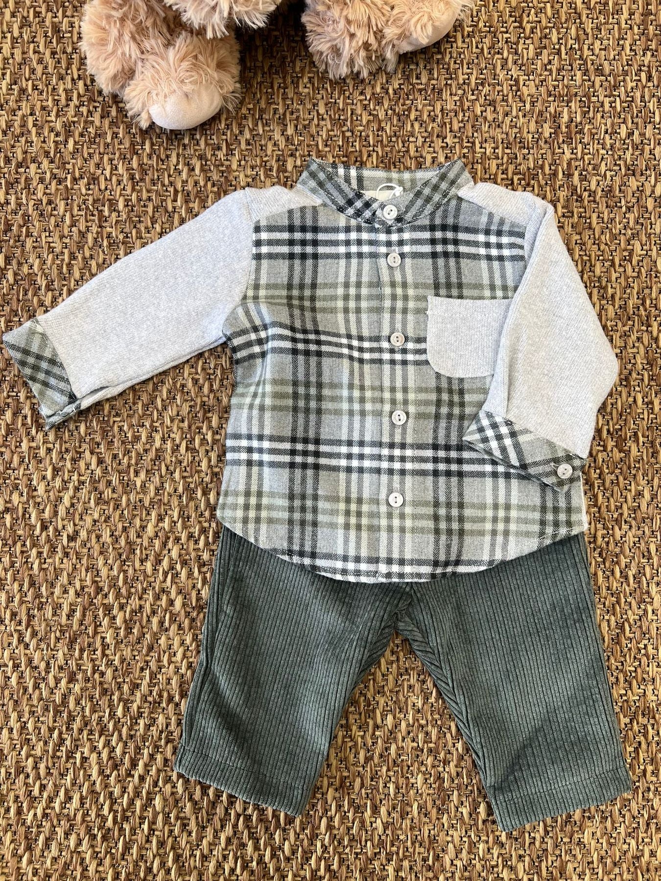 Completo Camicia e Pantalone in velluto Bimbo VERDE 4L-CTL4L