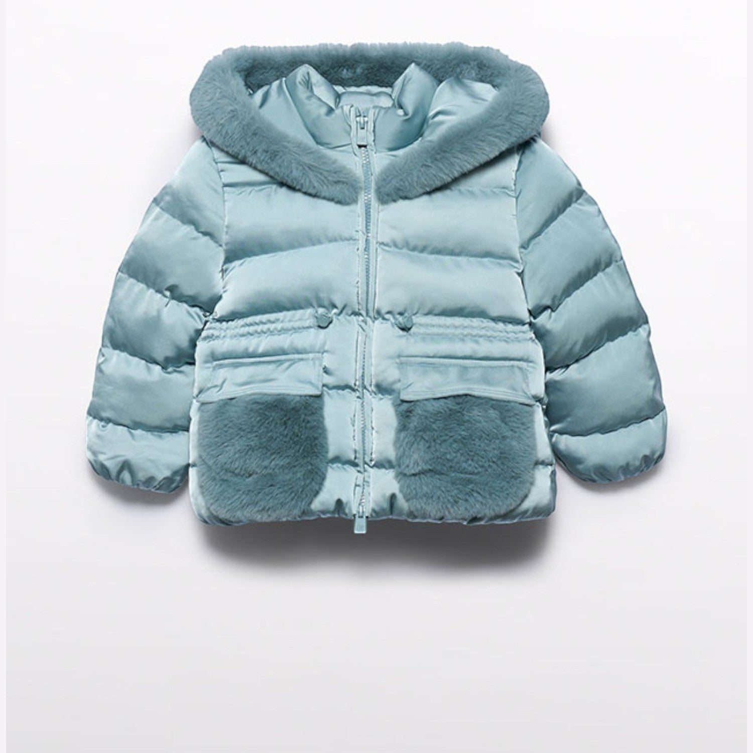 Giubbotto satinato pelo Bimba Verde 5849/16 -  NANU' BABY