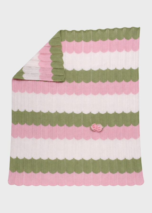 Copertina neonata cotone smacchinato vaniglia rosa pesco verde oliva 70x90cm Made Italy MARLĂ™ EK1880 tutto anno