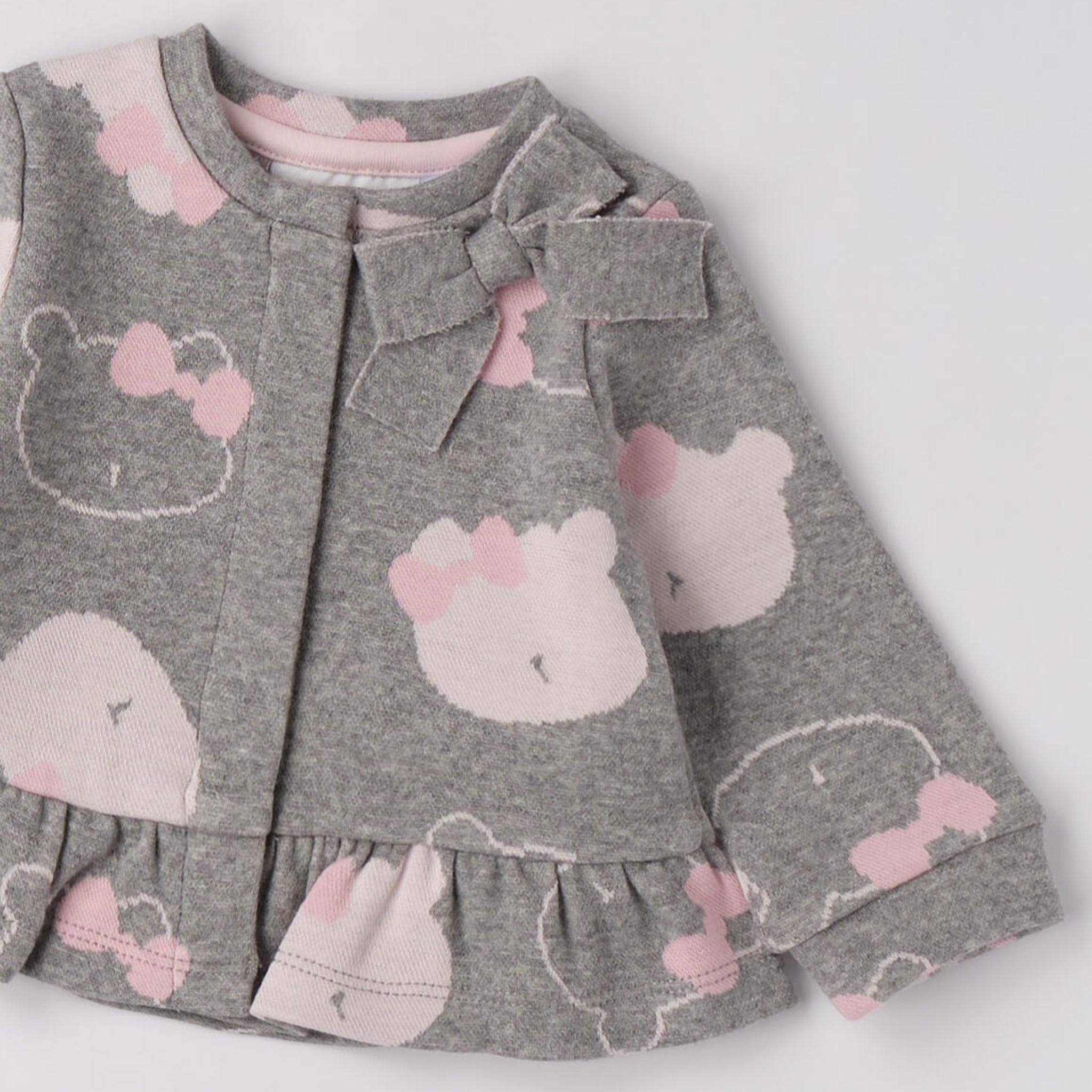 Giacchina Tessuto Jacquard Fiocco Bimba Rosa 3F713/2714