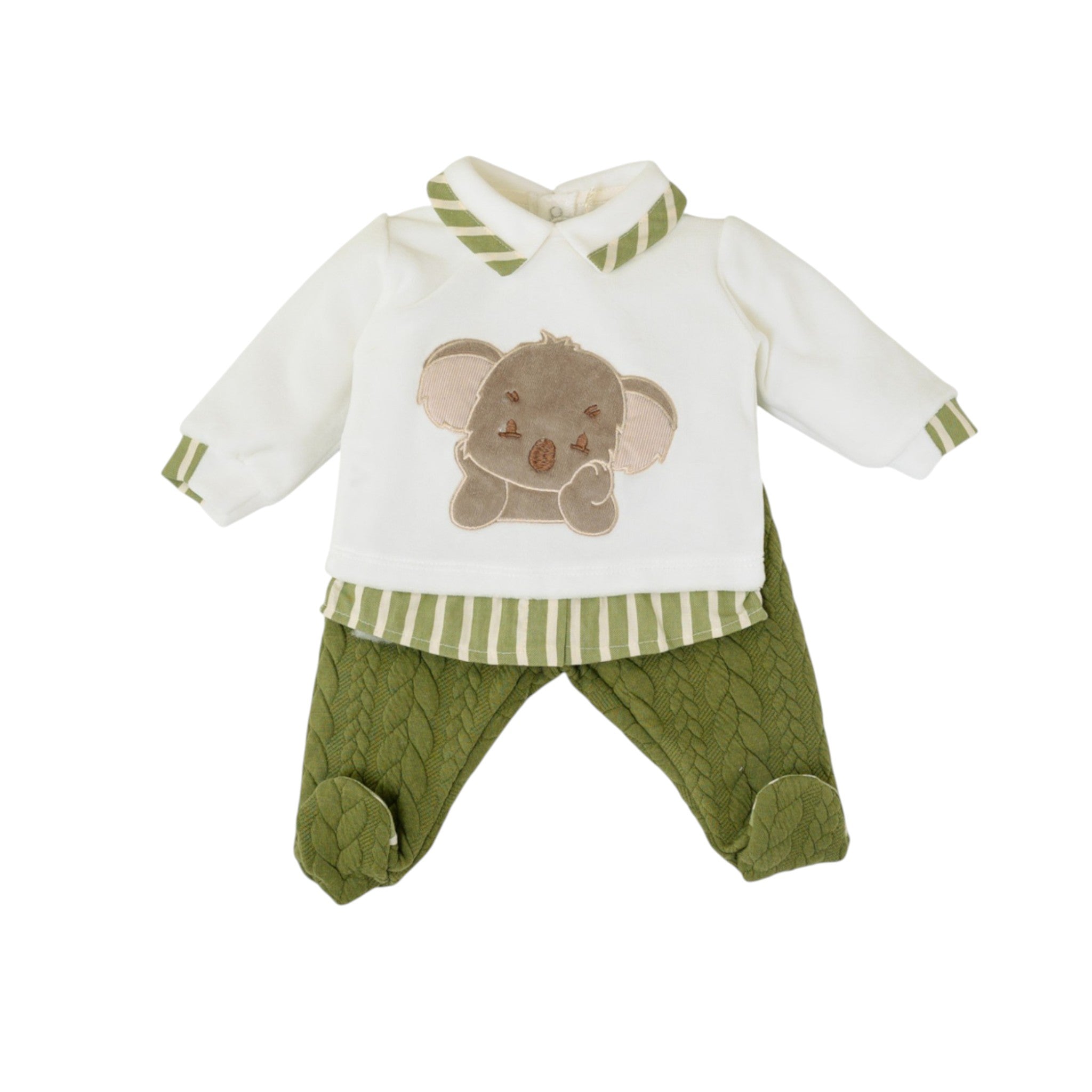 Newborn Baby Boy's Outfit in Green Corduroy by SARTORIA DEI PICCOLI (code LS1113)