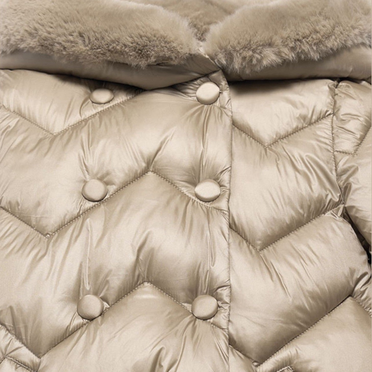 Giaccone lungo trapuntato Bimba Beige 5847/11 - NANU' BABY