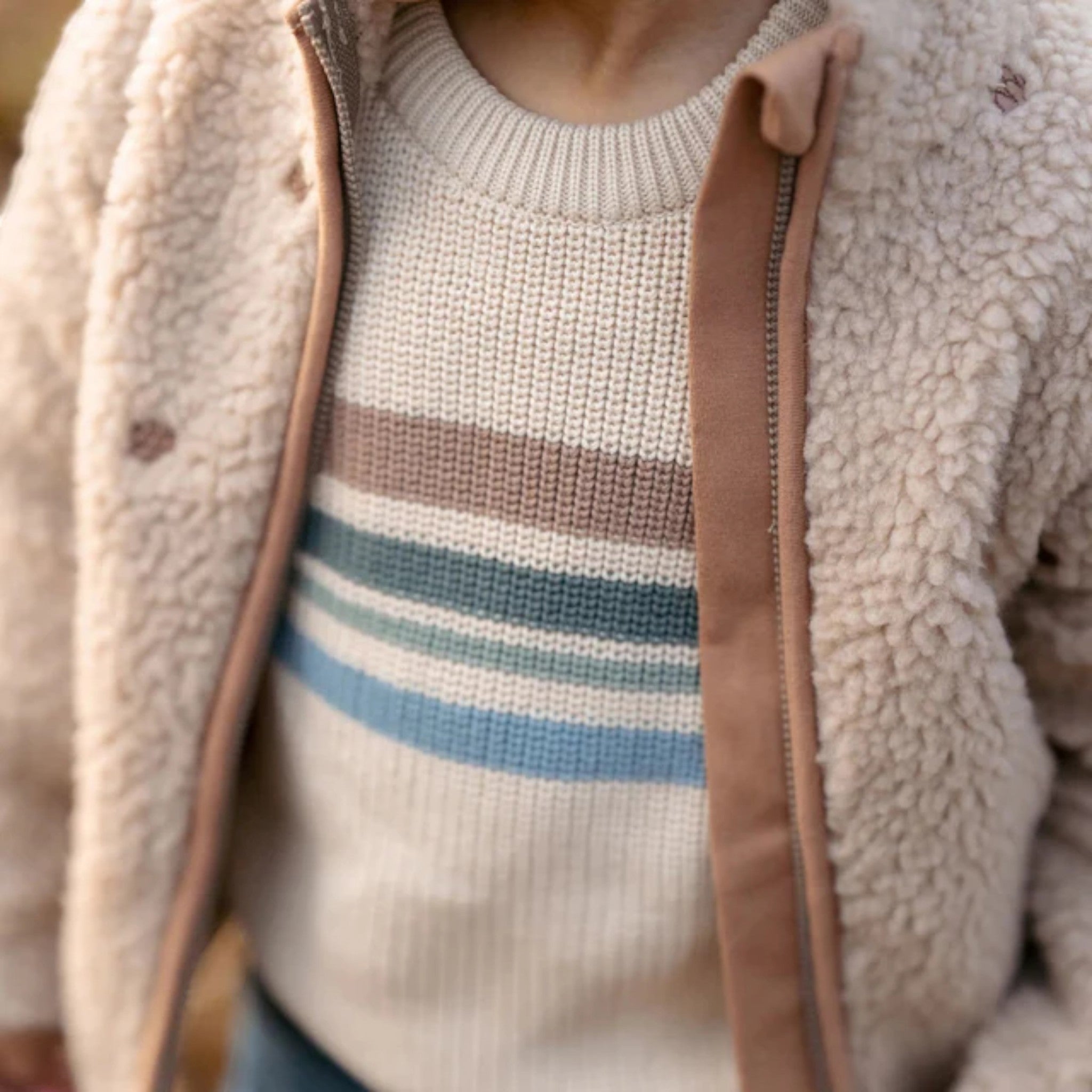 Knitted sweater - Forest Friends - Ivory Stripes Baby Boy CL25092080