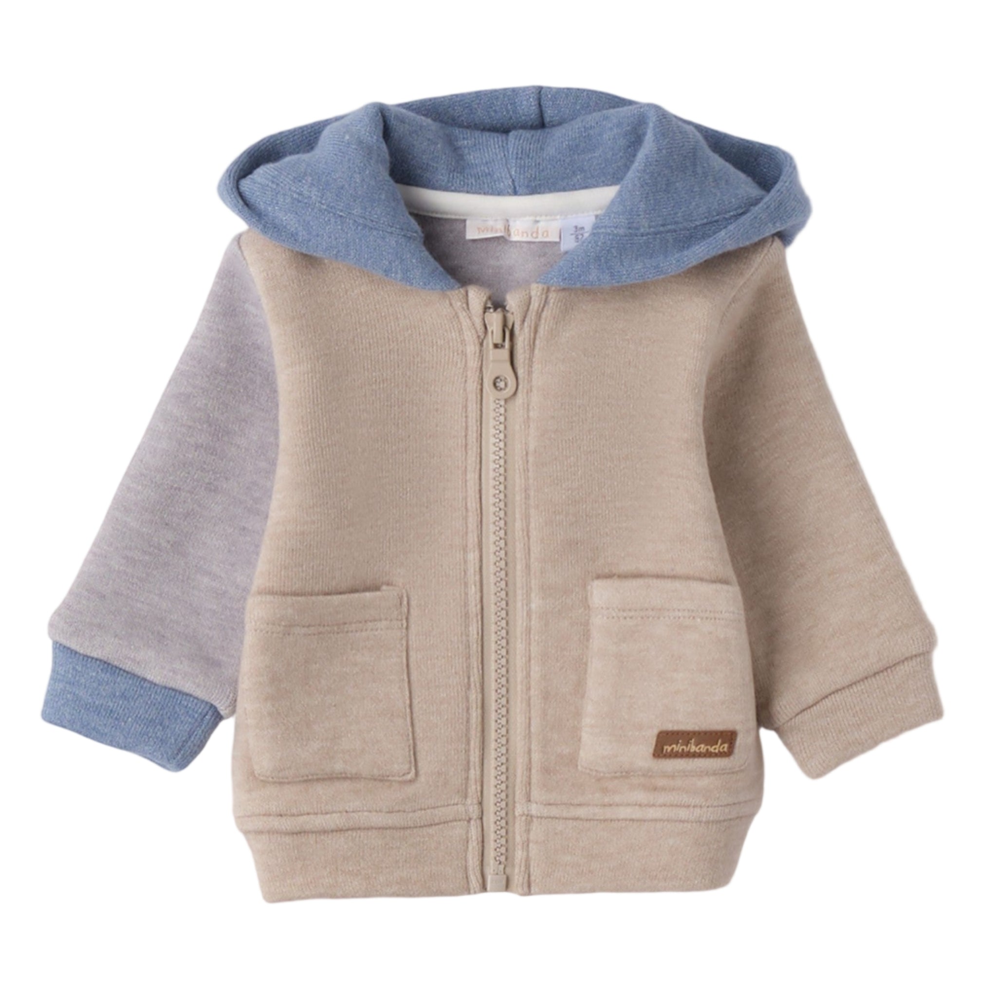 Felpa Aperta Ml Con Zip O Con Bottoni Bimbo Beige 3F610/8965 -  NANU' BABY