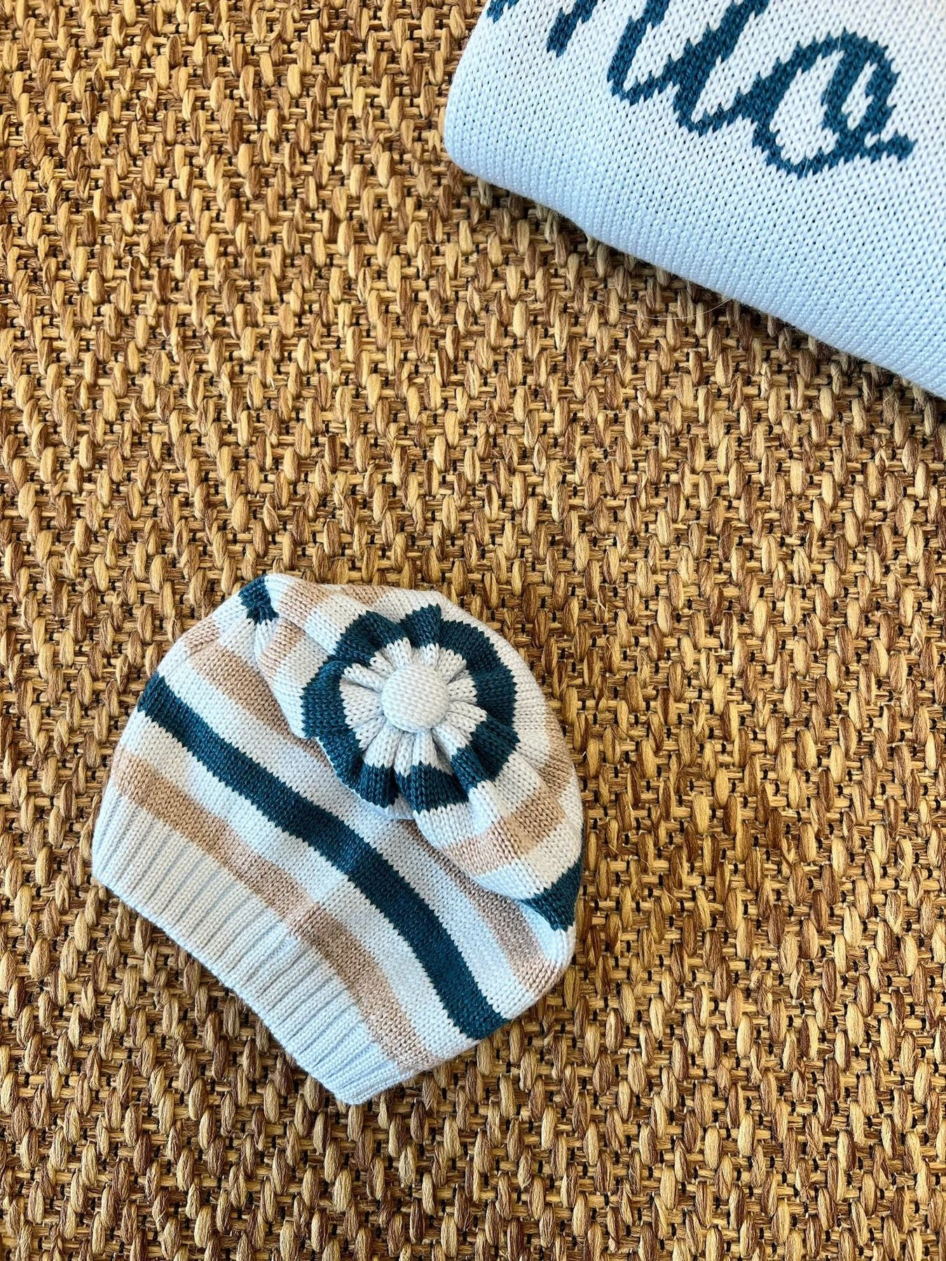 Cuffia in lana cielo Pom Pom Neonato Cielo IG5471PL/C