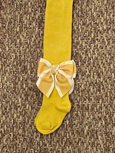 Collant con fiocco Velluto GIALLO 2091C - NANU' BABY