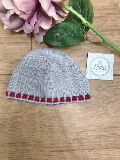 Cuffia 100% lana Neonata Grigio GERANIO