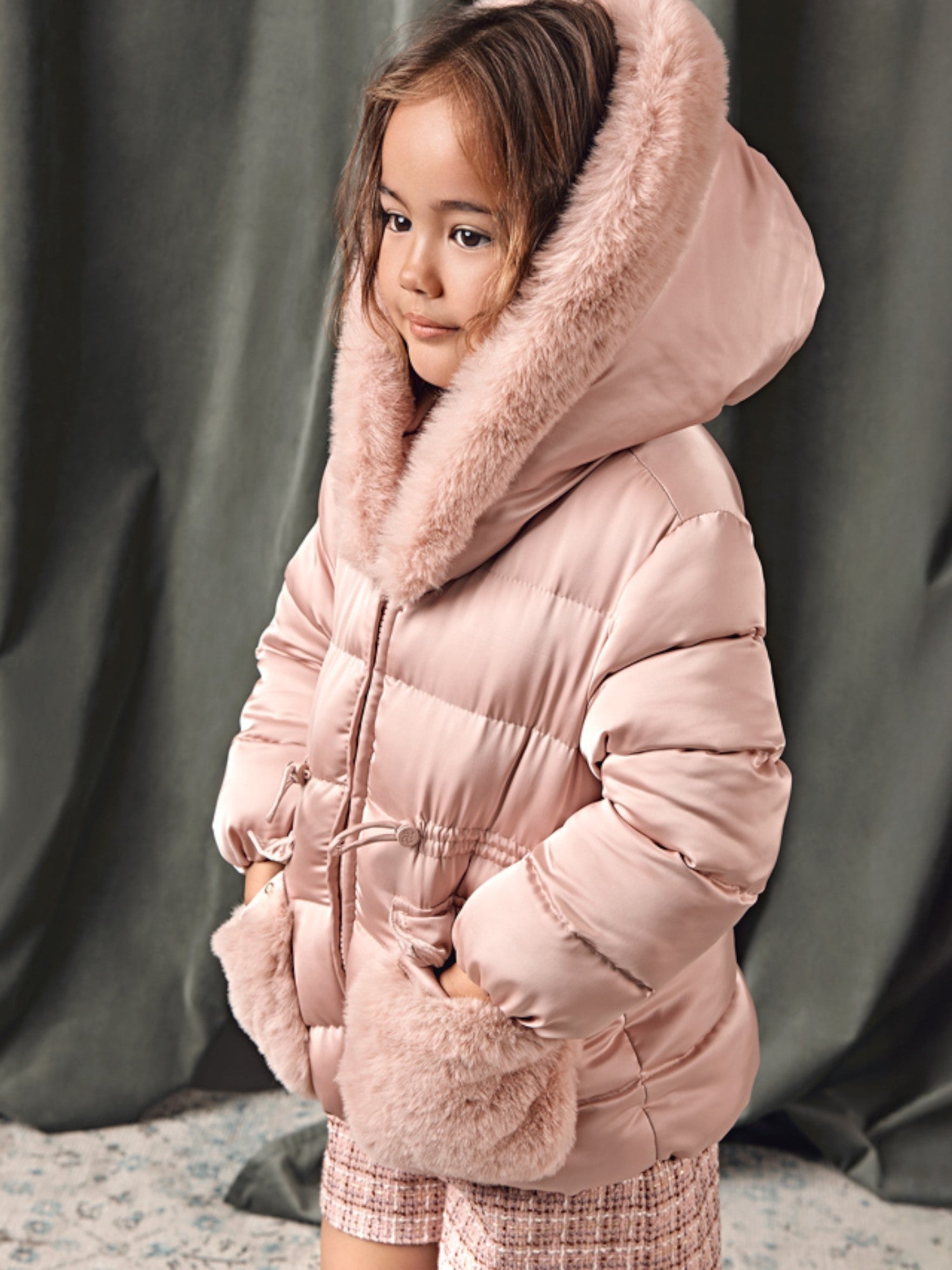 Giubbotto satinato pelo Bimba Rosa 5849/15 - NANU' BABY