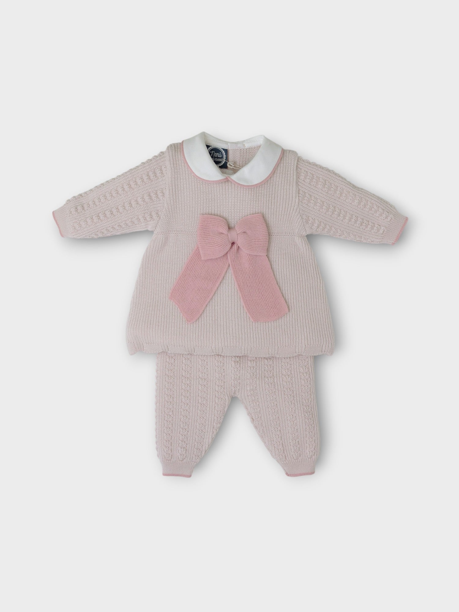 Completo 2 pezzi vestinetta lunga Neonata NATURALE IN4619 - NANU' BABY