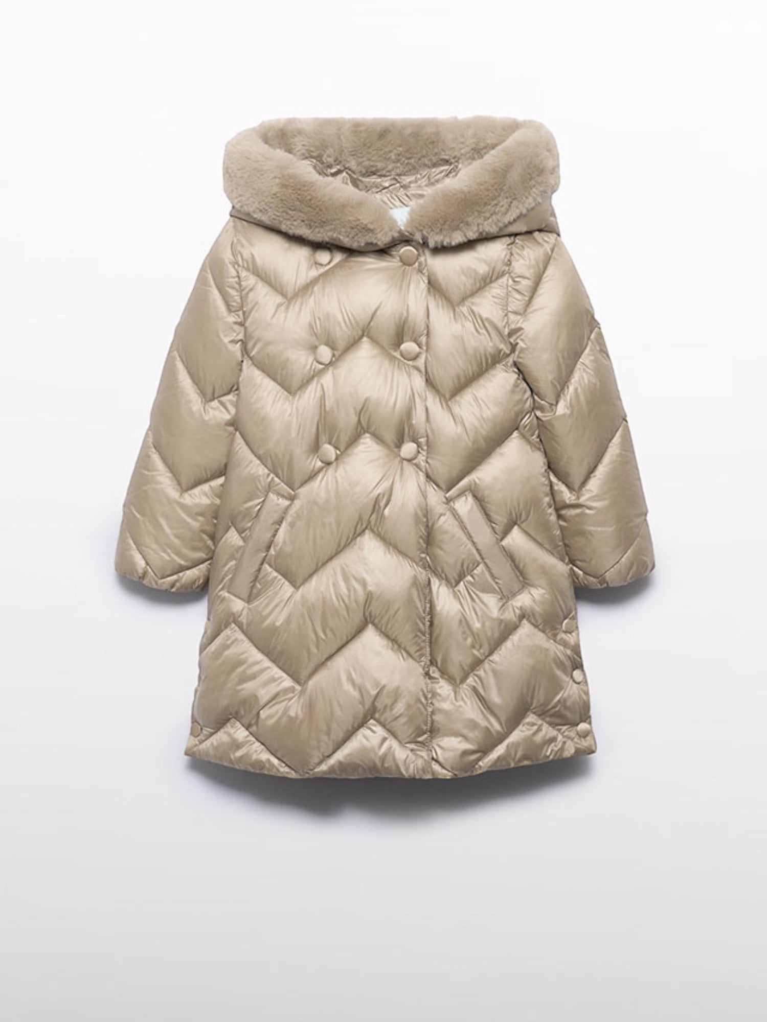 Giaccone lungo trapuntato Bimba Beige 5847/11 - NANU' BABY