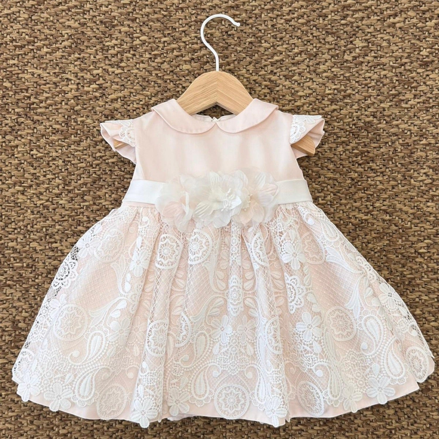 Abito Cerimonia Macramè Bimba ROSA FB081/R -  NANU' BABY