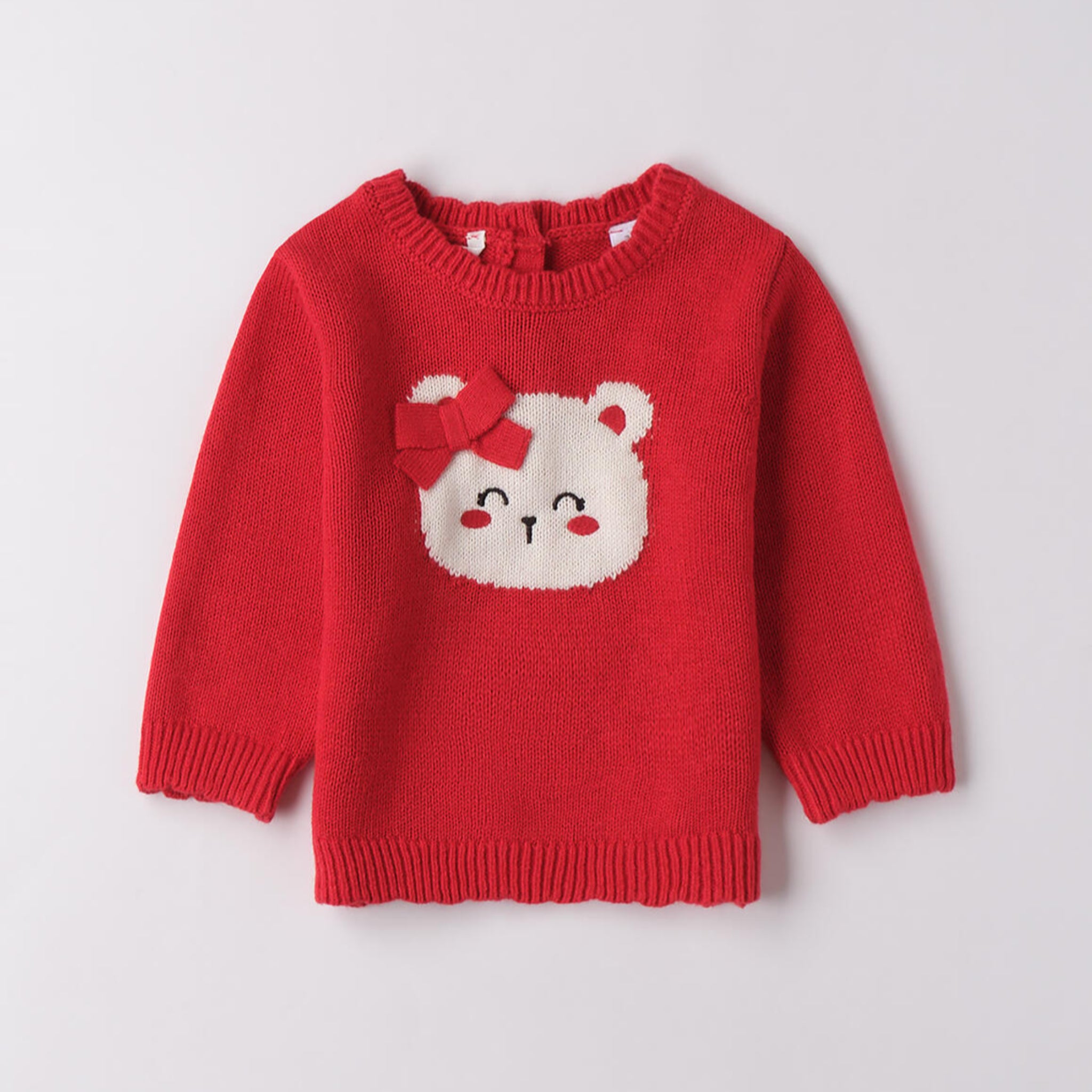 Maglioncino Tricot Cotone Lana Bimba Rosso 3F704/2253