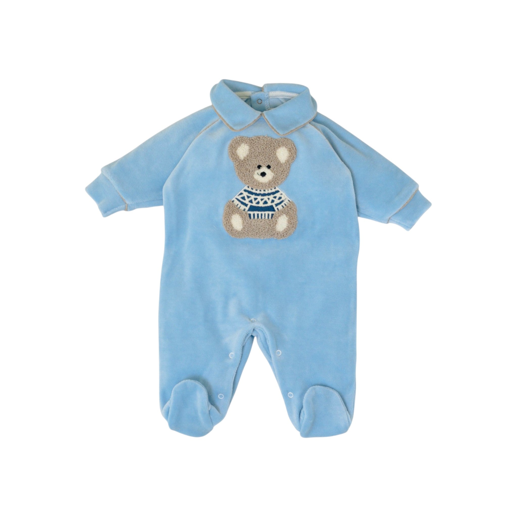 Baby Romper, Sky Blue Chenille, SARTORIA DEI PICCOLI (code LT1114)