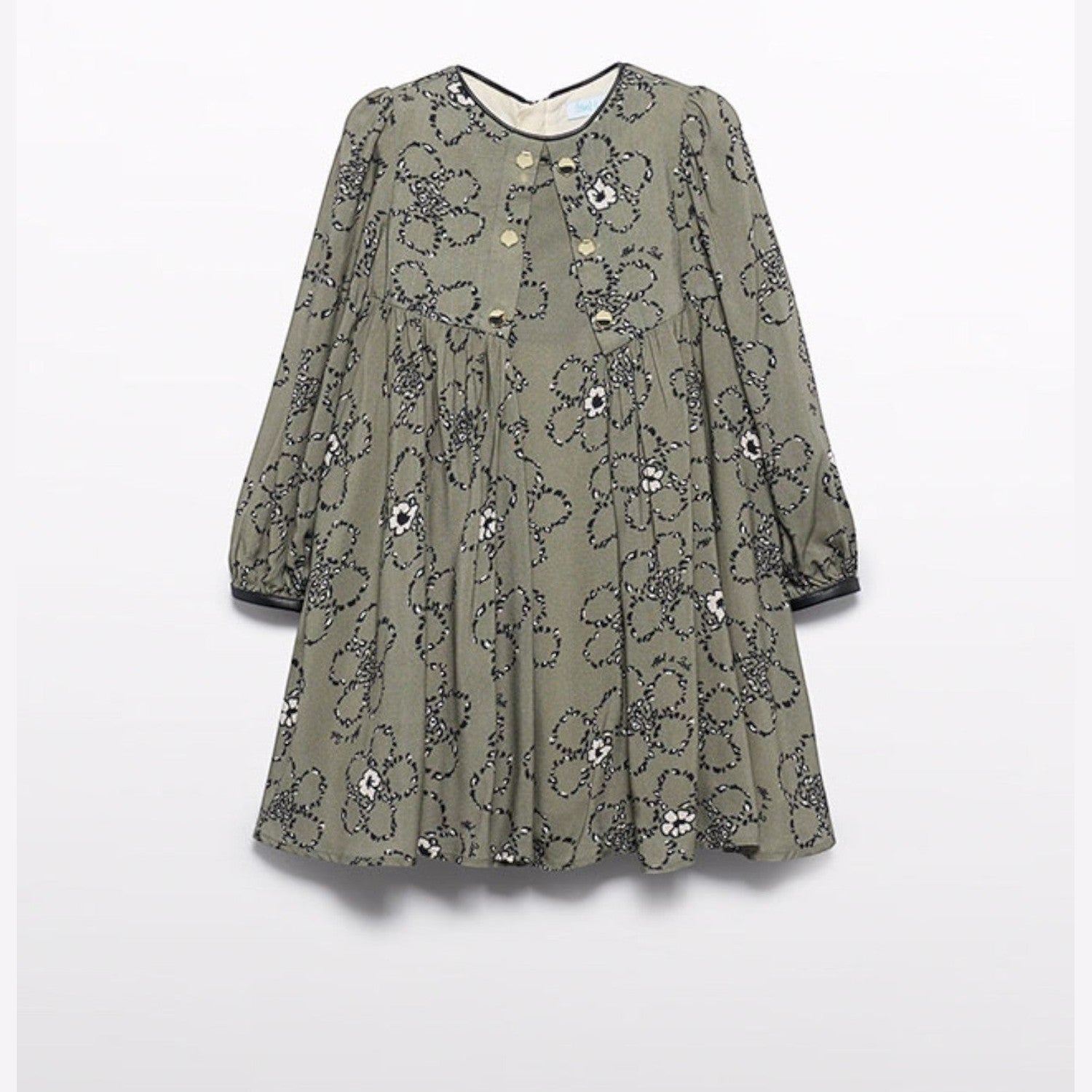 Abito viscosa stampato Bimba Verde 5536/6 -  NANU' BABY