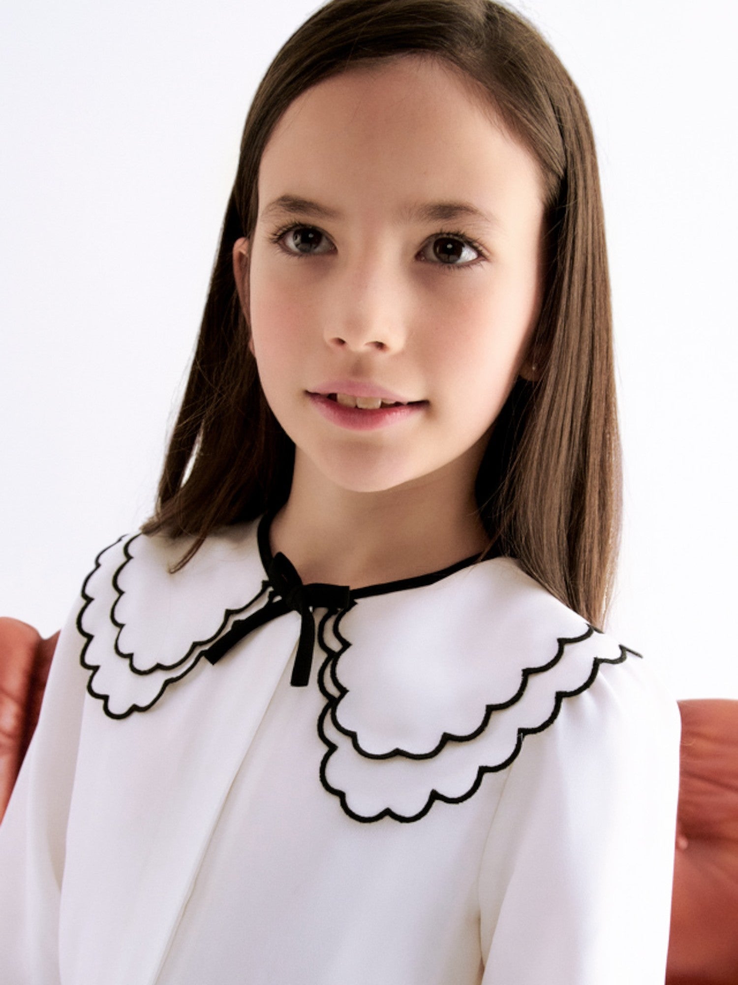 BLusa chiffon collo ricamo Bimba PANNA 5612/3 - NANU' BABY