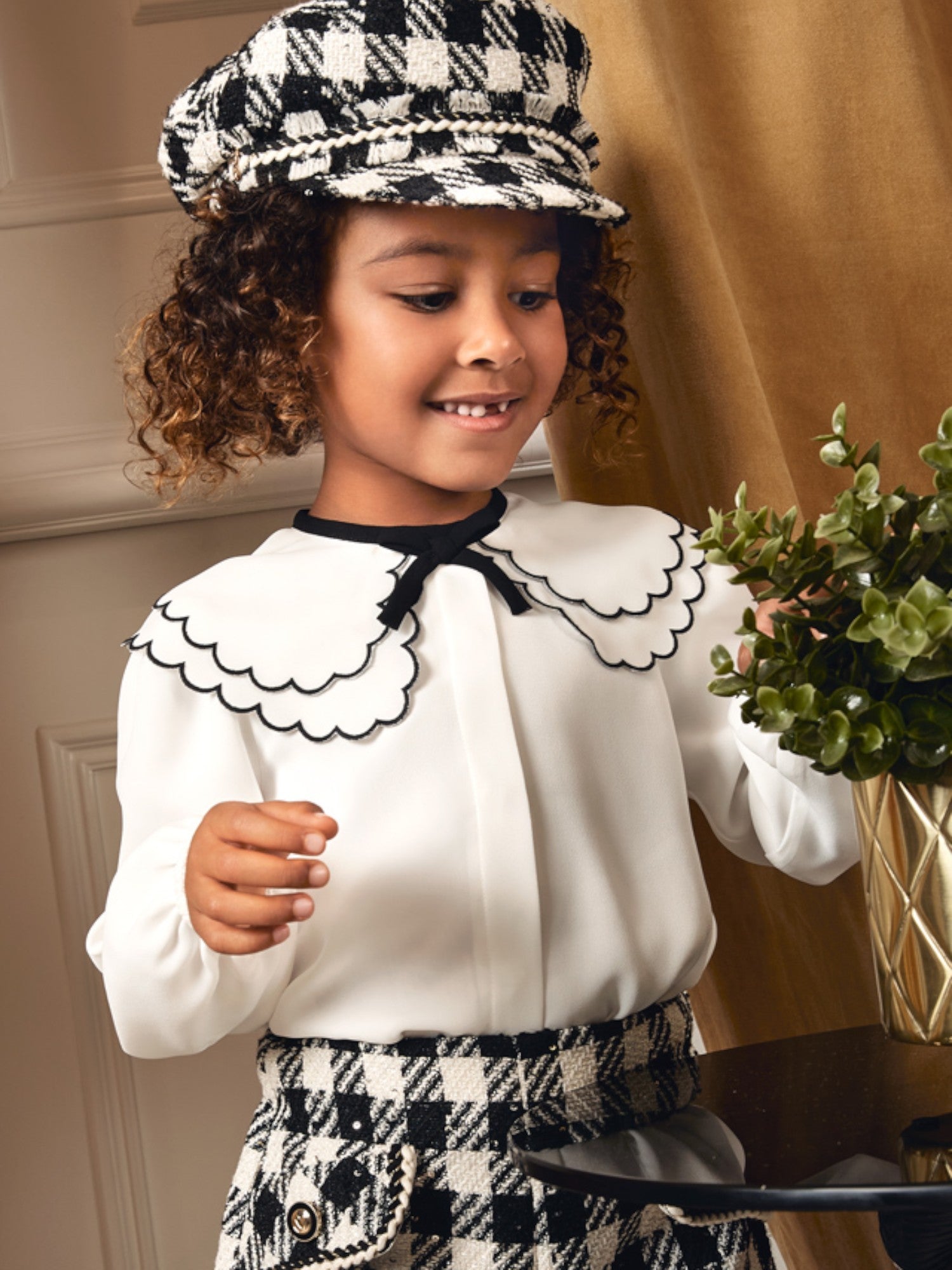 BLusa chiffon collo ricamo Bimba PANNA 5612/3 - NANU' BABY