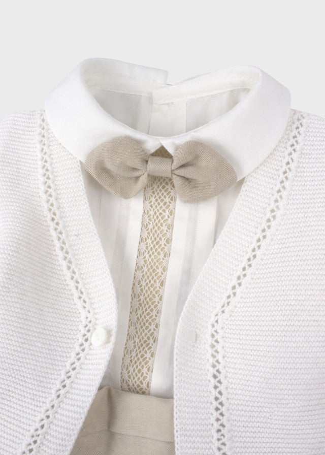 Completo Cerimonia Battesimo Cotone Bianco Sabbia EV21760