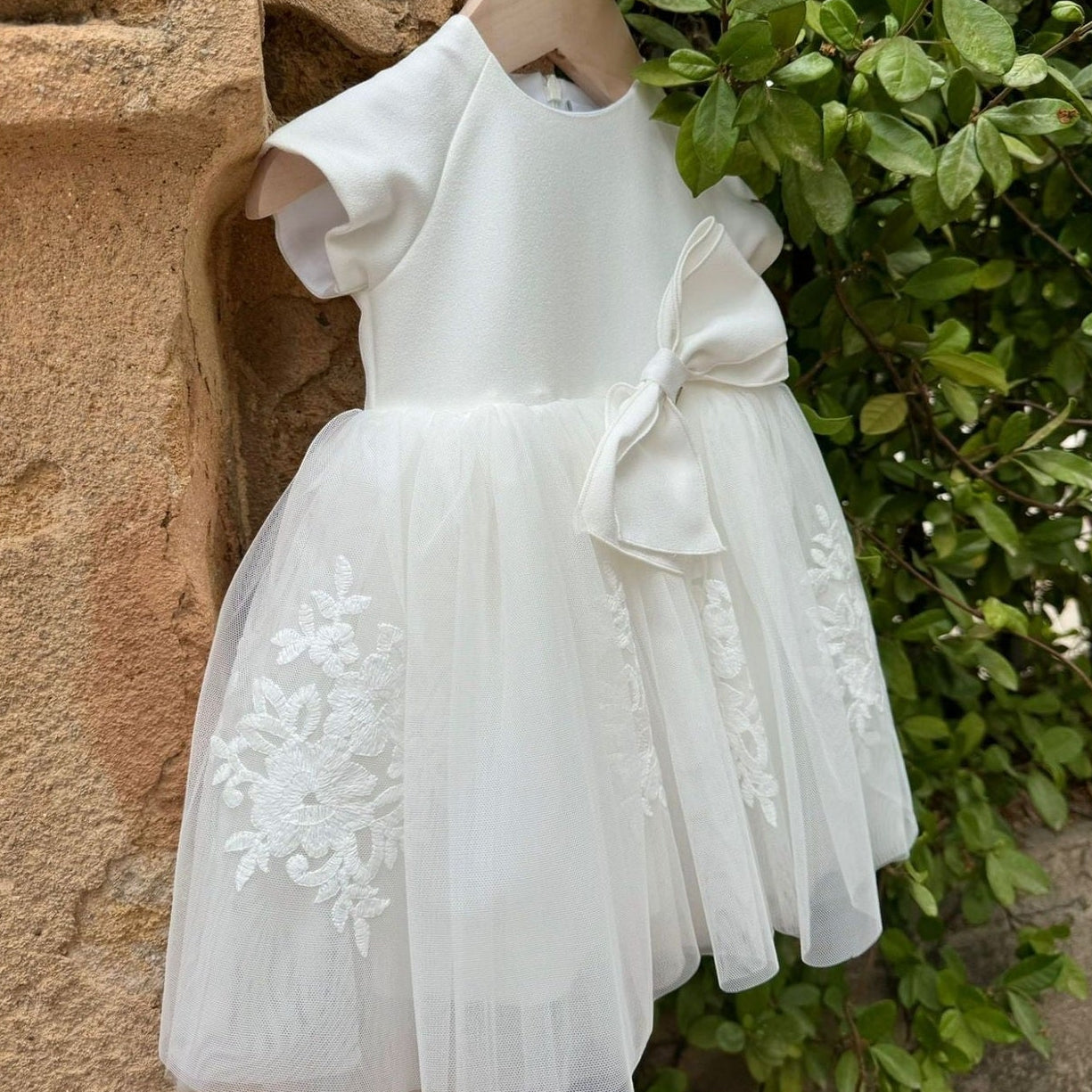 Abito Cerimonia Fiocco Bimba VANIGLIA IK331MC -  NANU' BABY