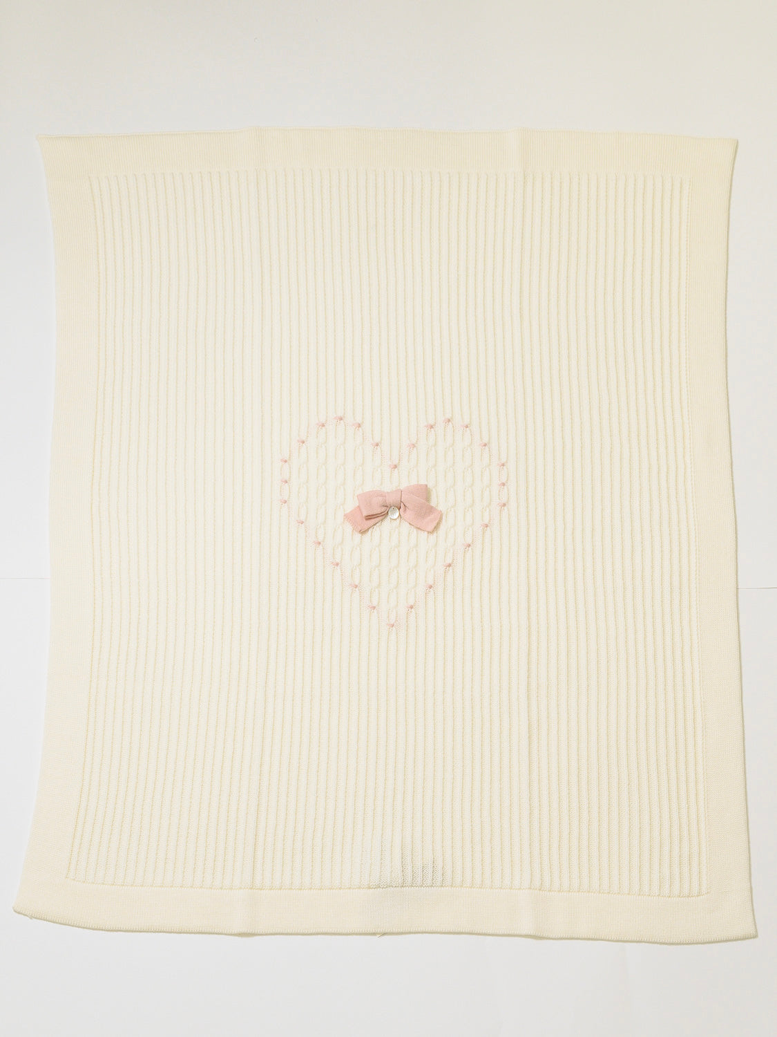 Coperta Lana con Cuore Neonata VANIGLIA IN1180 - NANU' BABY