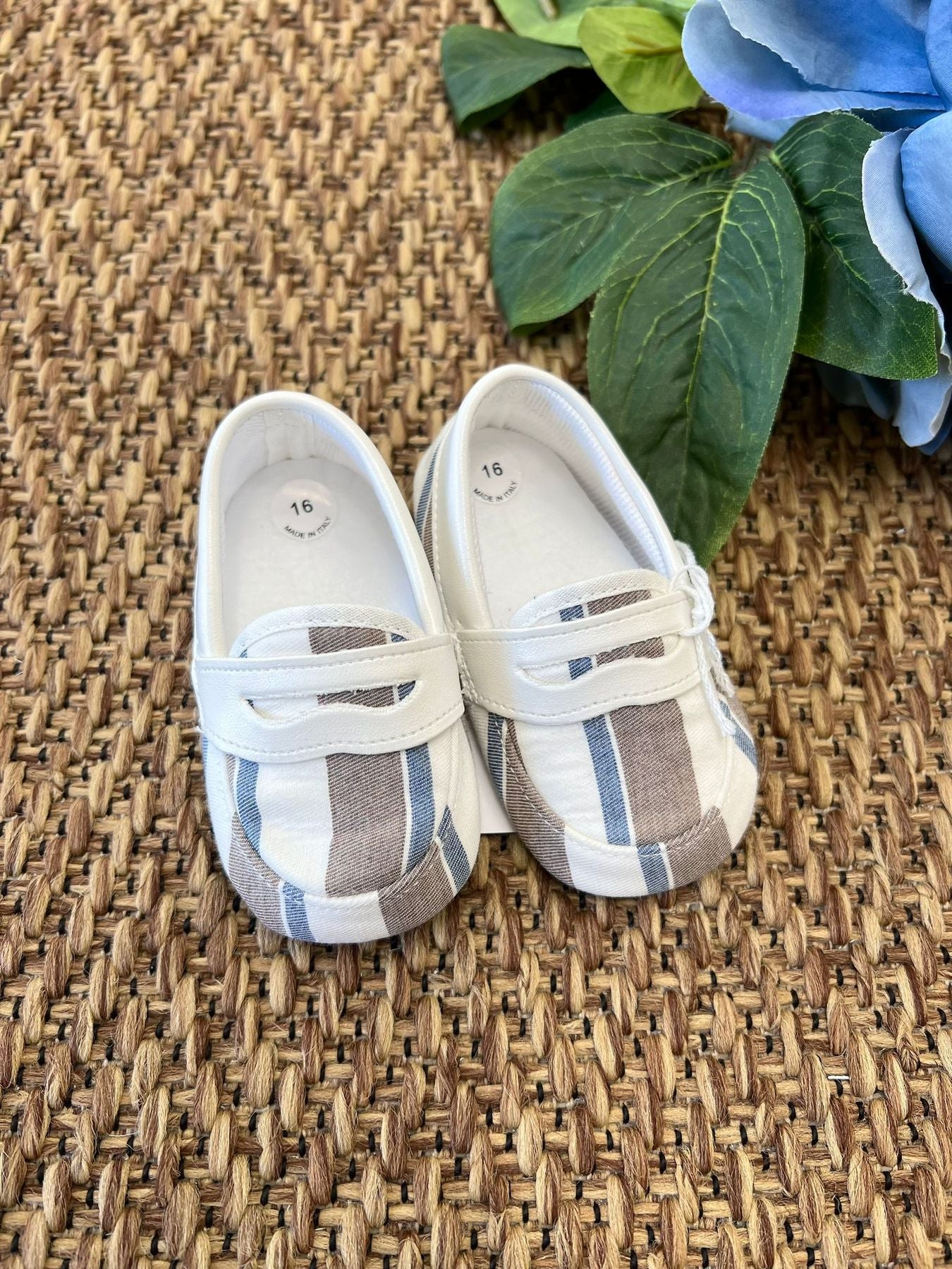 Scarpette in tessuto rigato Bimbo PANNA 5480SC