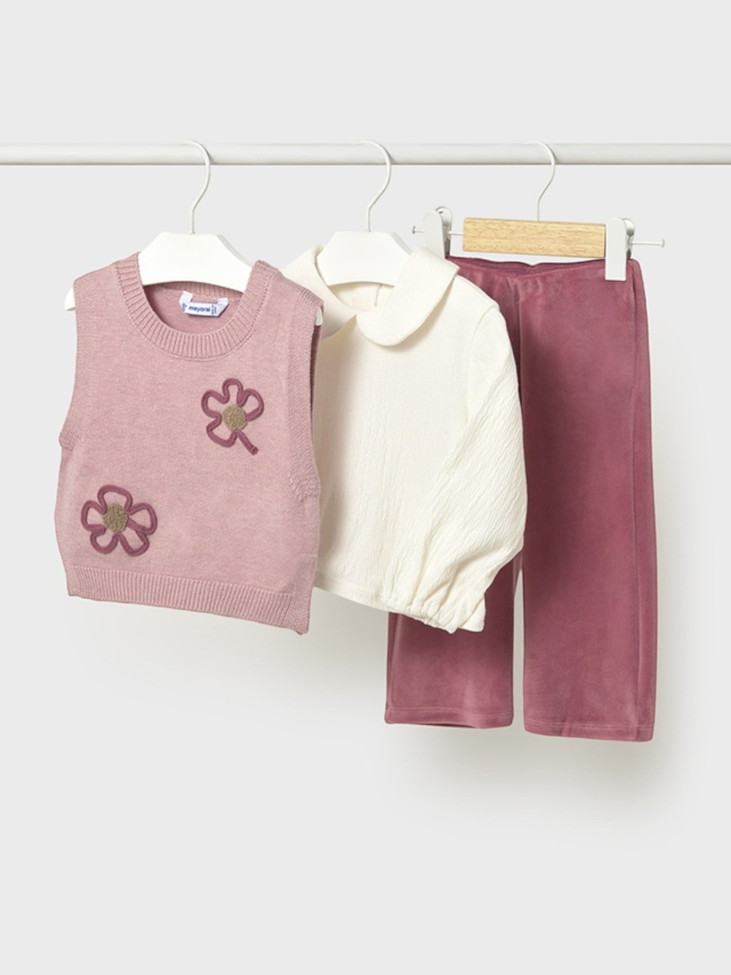 Completo Pantalone gilet tricot Bimba Rosa 2596/49 - NANU' BABY