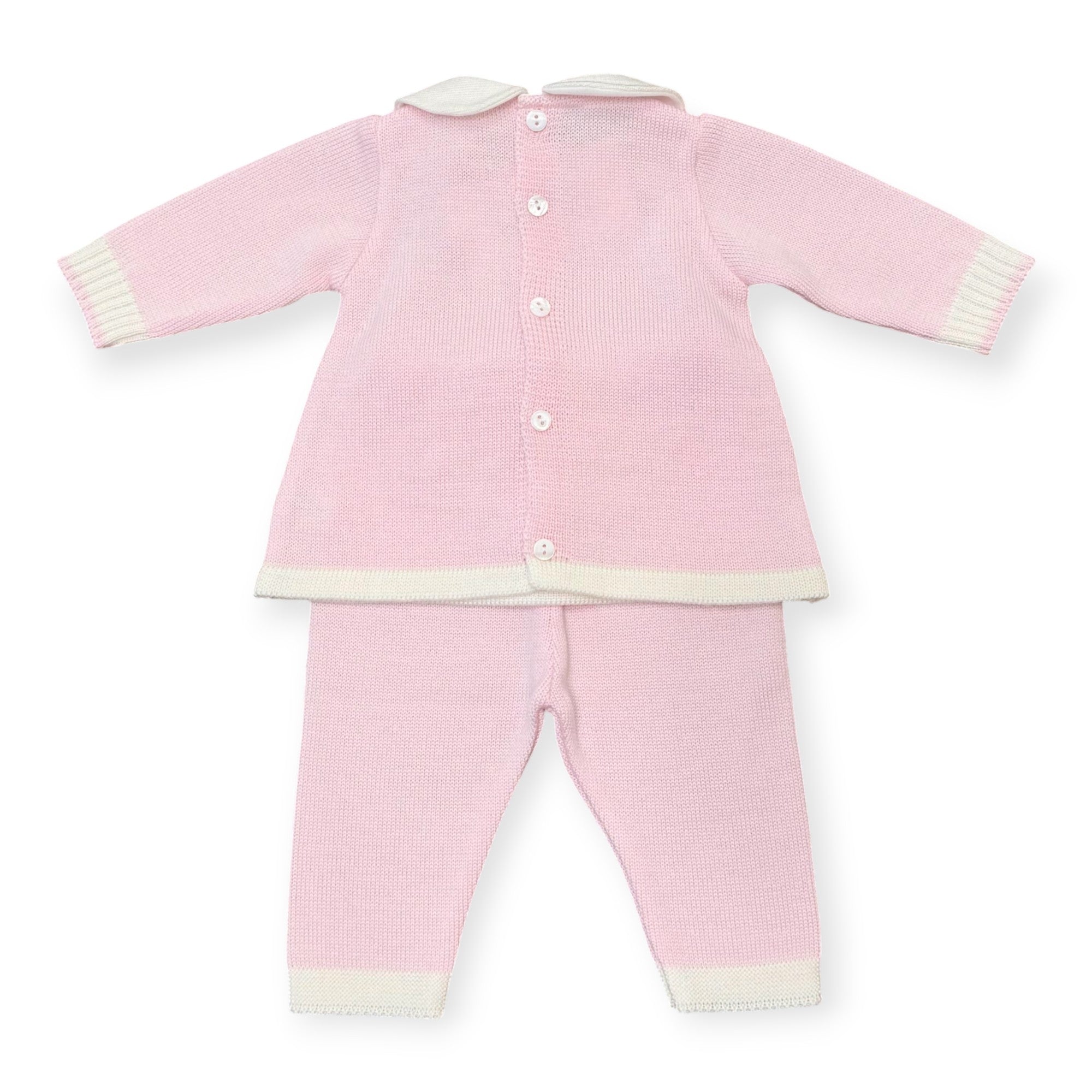 Newborn Baby Girl's Outfit, Pure Pink Wool, Teddy 7775
