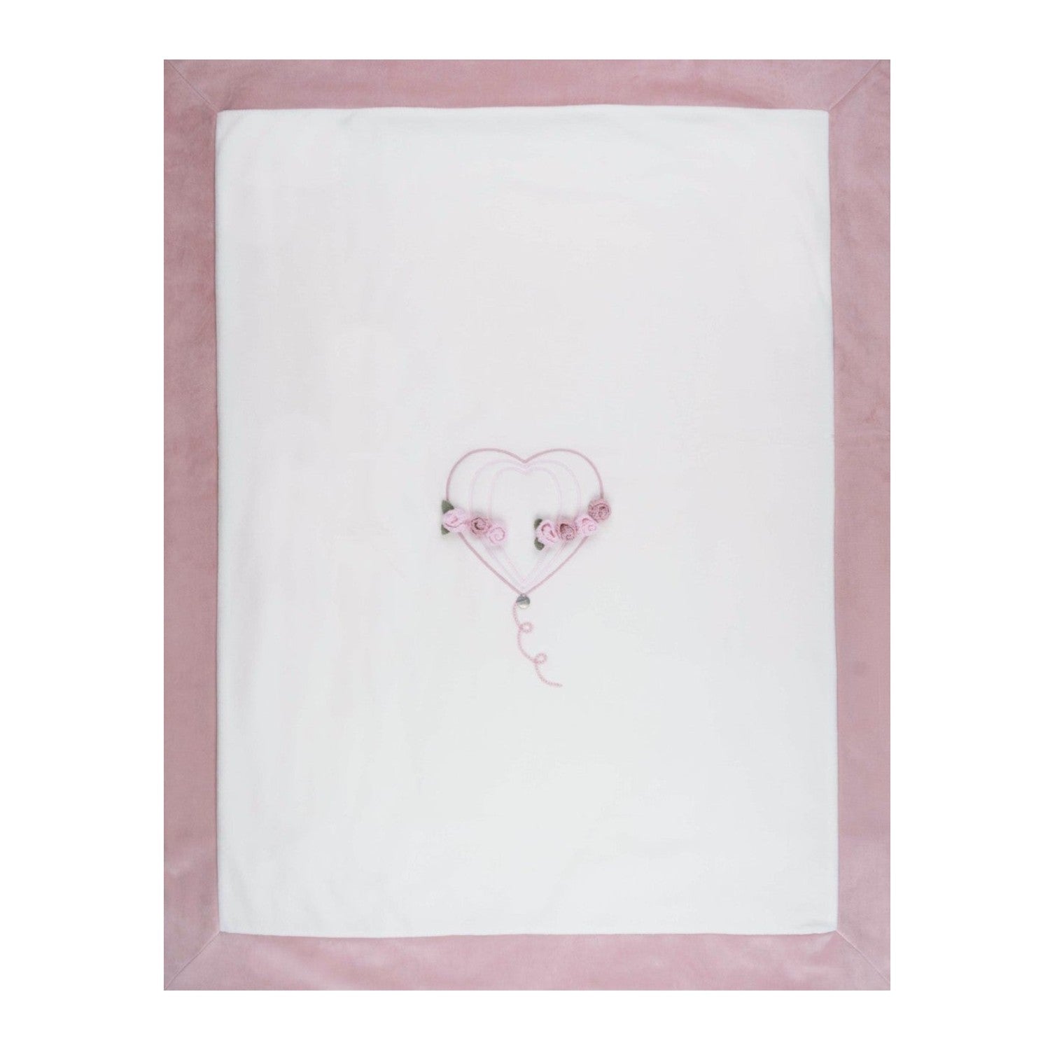 100% Vanilla Pink Heart Chenille Baby Blanket IN2781