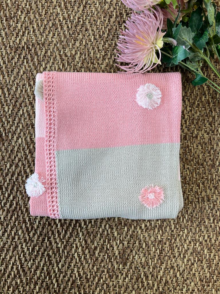 Coperta Rosa/tortora Neonata TORTORA AMY/812