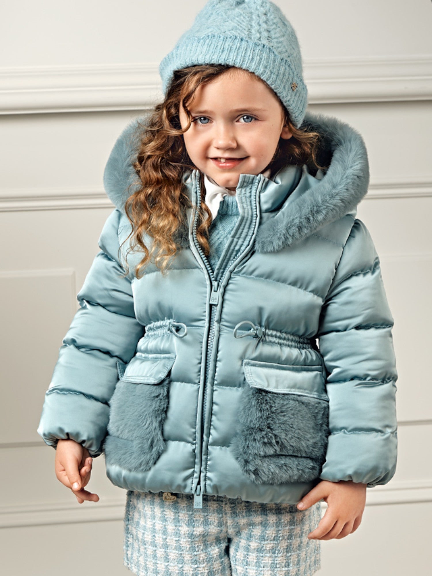 Giubbotto satinato pelo Bimba Verde 5849/16 - NANU' BABY